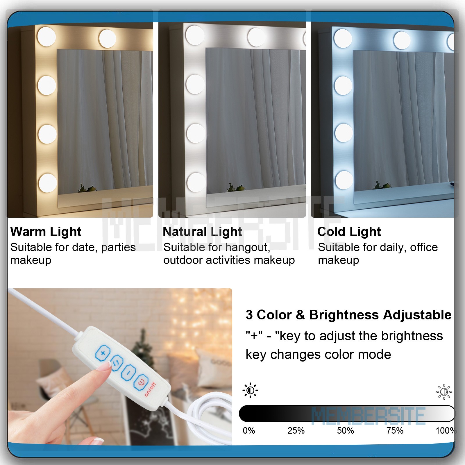 NEW Vanity Desk Makeup Table With Large LED Mirror And 7 Drawers Dressing Desk