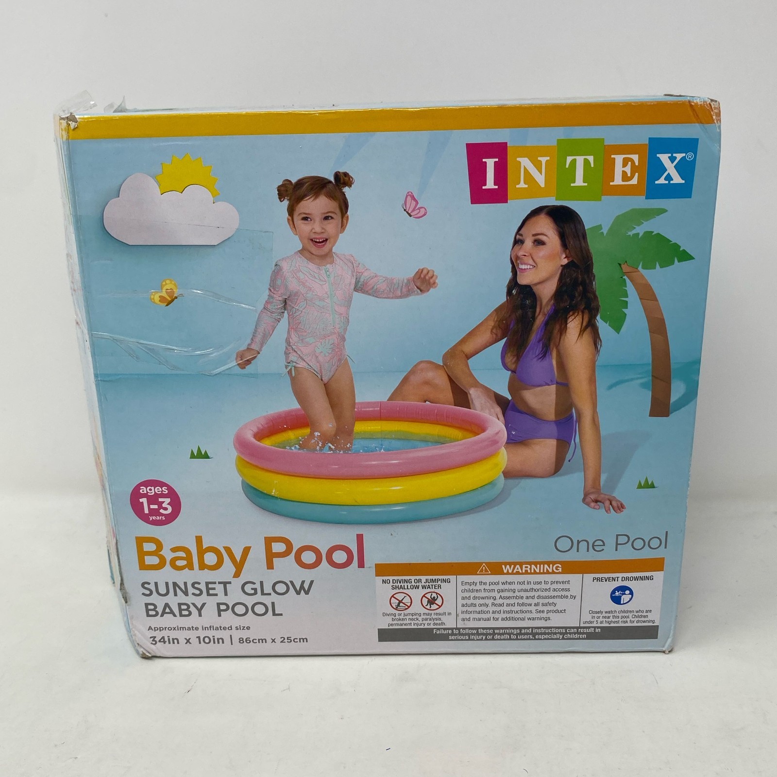 Intex Sunset Glow Baby Pool, Multicolor 34in x 10in