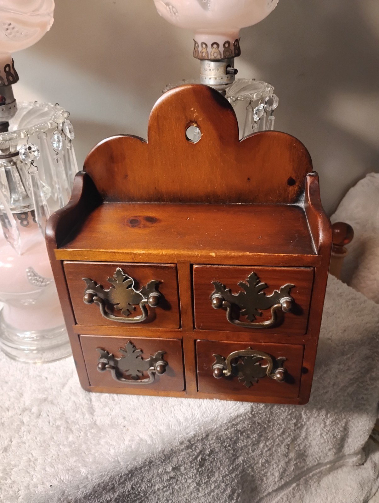 Special Vtg Wood Spice Cabinet Dk Mahogany 4 Drawers Excellent Cond Great Cond