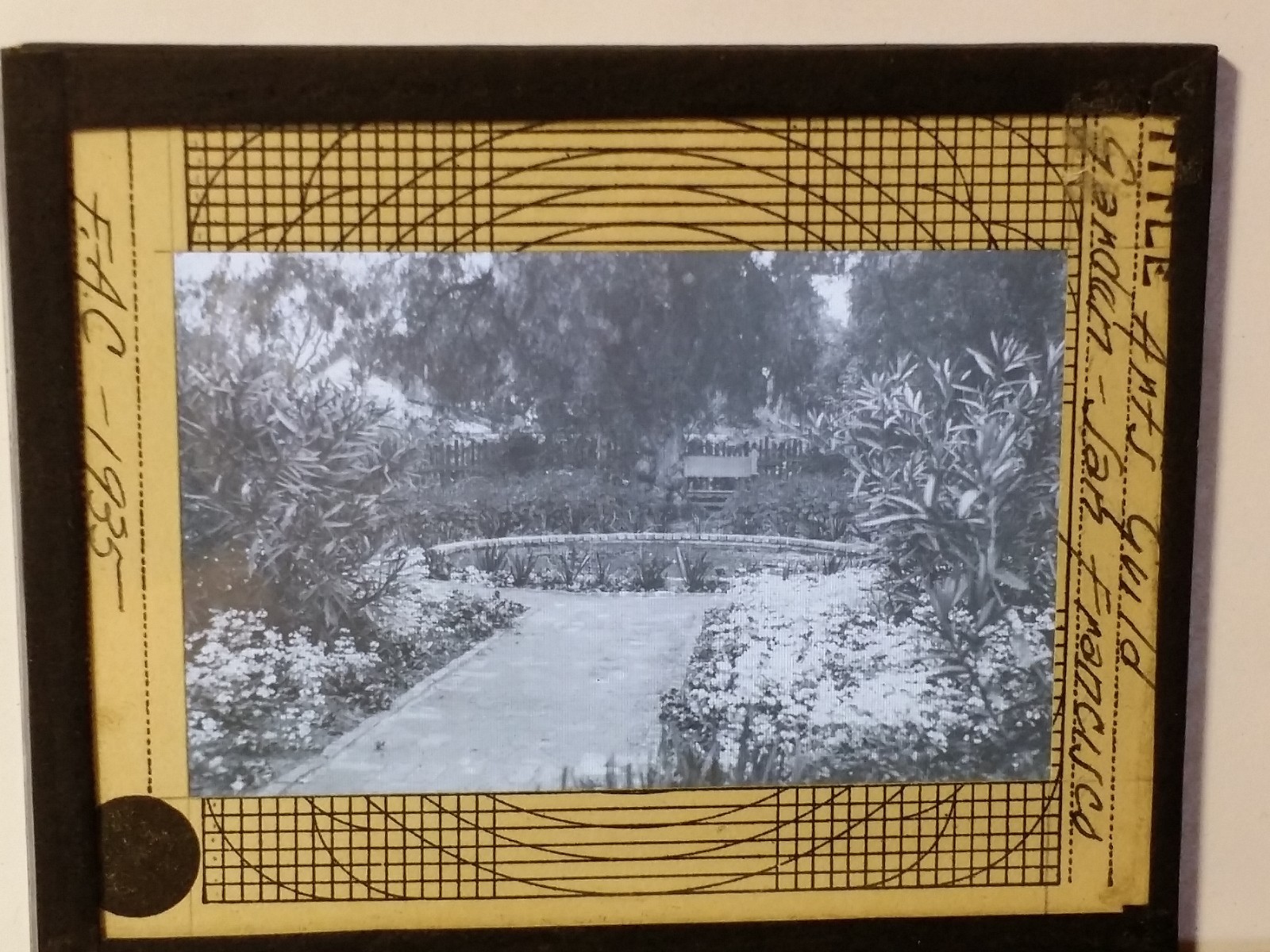 1935, Artists Guild Garden, San Francisco, CA, Magic Lantern Glass Photo Slide