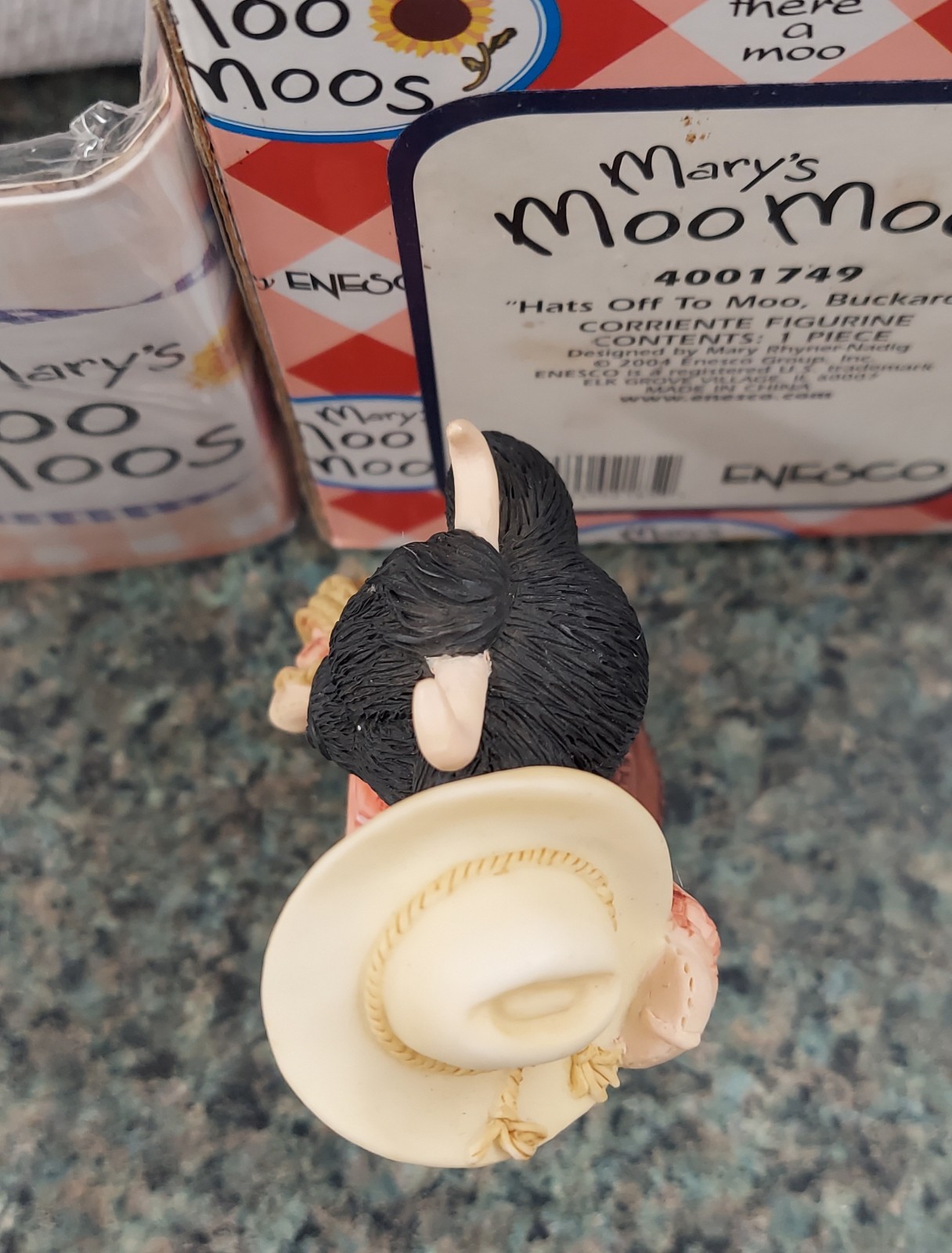 Vtg Mary’s Moo Moos Figurine RARE Hat's Off To Moo, Buckaroo! NIB