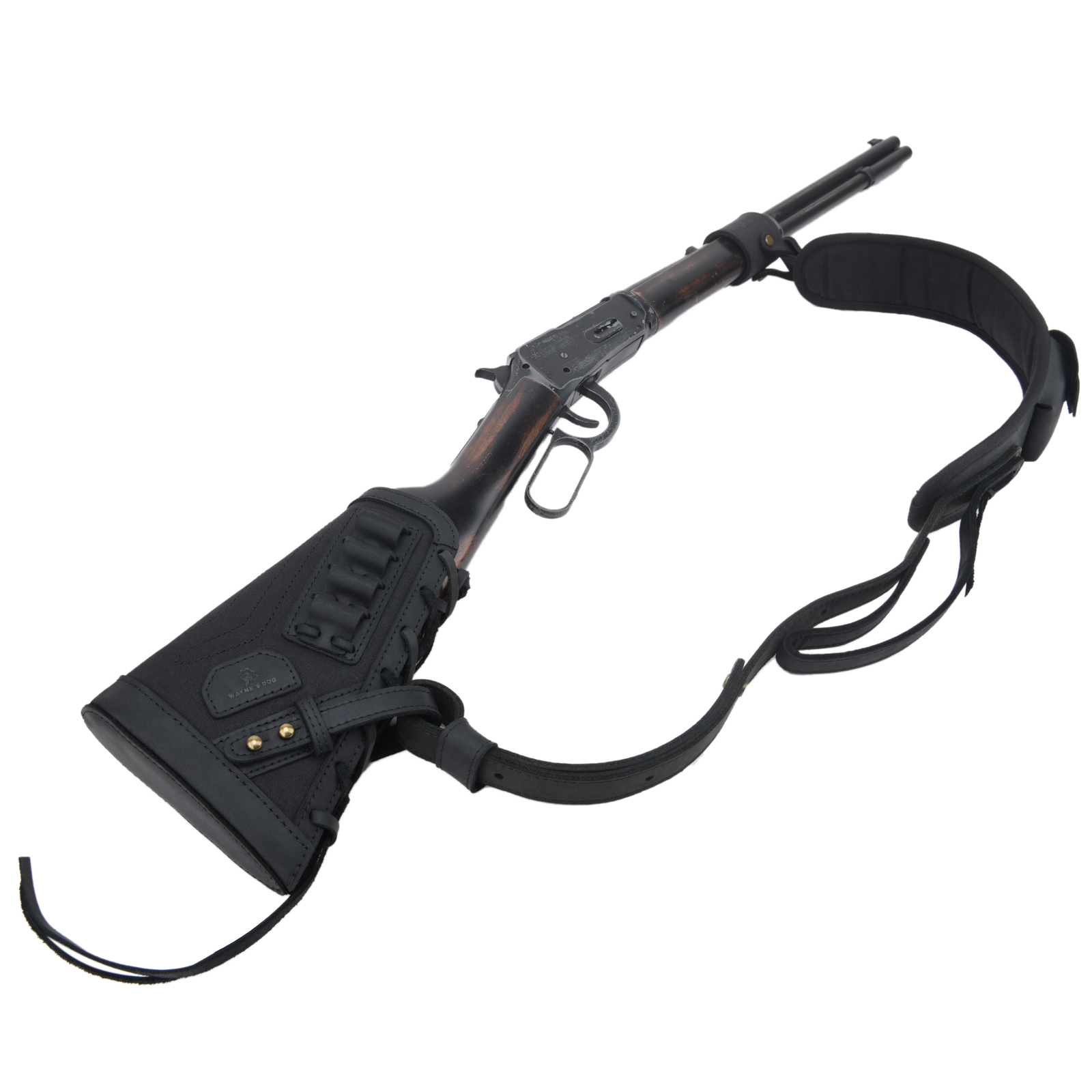 No Drilling Leather Rifle Buttstock, Sling Straps with Sling Loop for .308.22LR