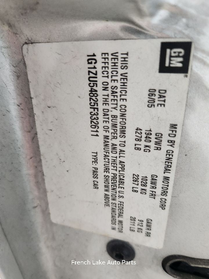 Automatic Transmission 3.05 Axle Ratio F83 ID Erj Fits 2005 MALIBU 1338008