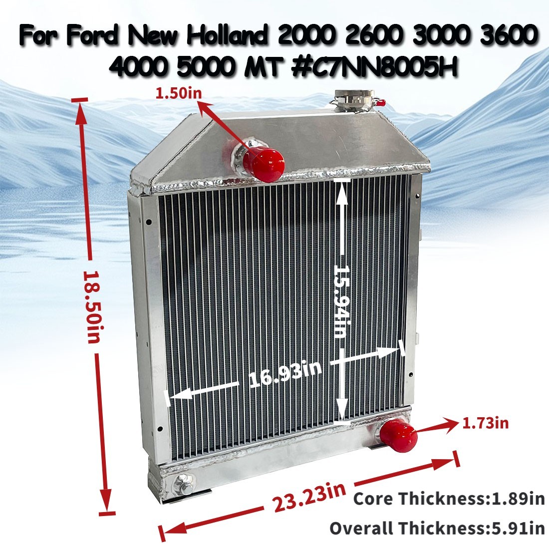 Aluminum #C7NN8005H Radiator For Ford New Holland 2000/2600/3000/3600/4000 MT W