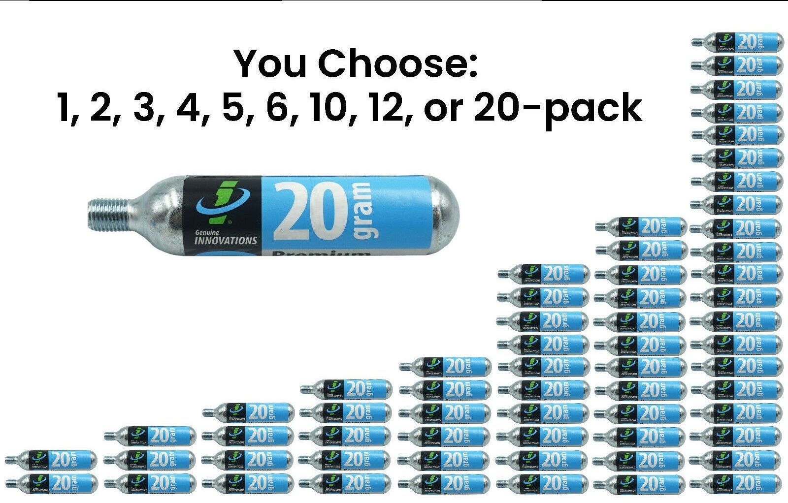 Multi-Lots Genuine Innovations Co2 20g Gram Threaded Refill Cartridges Bike Pump