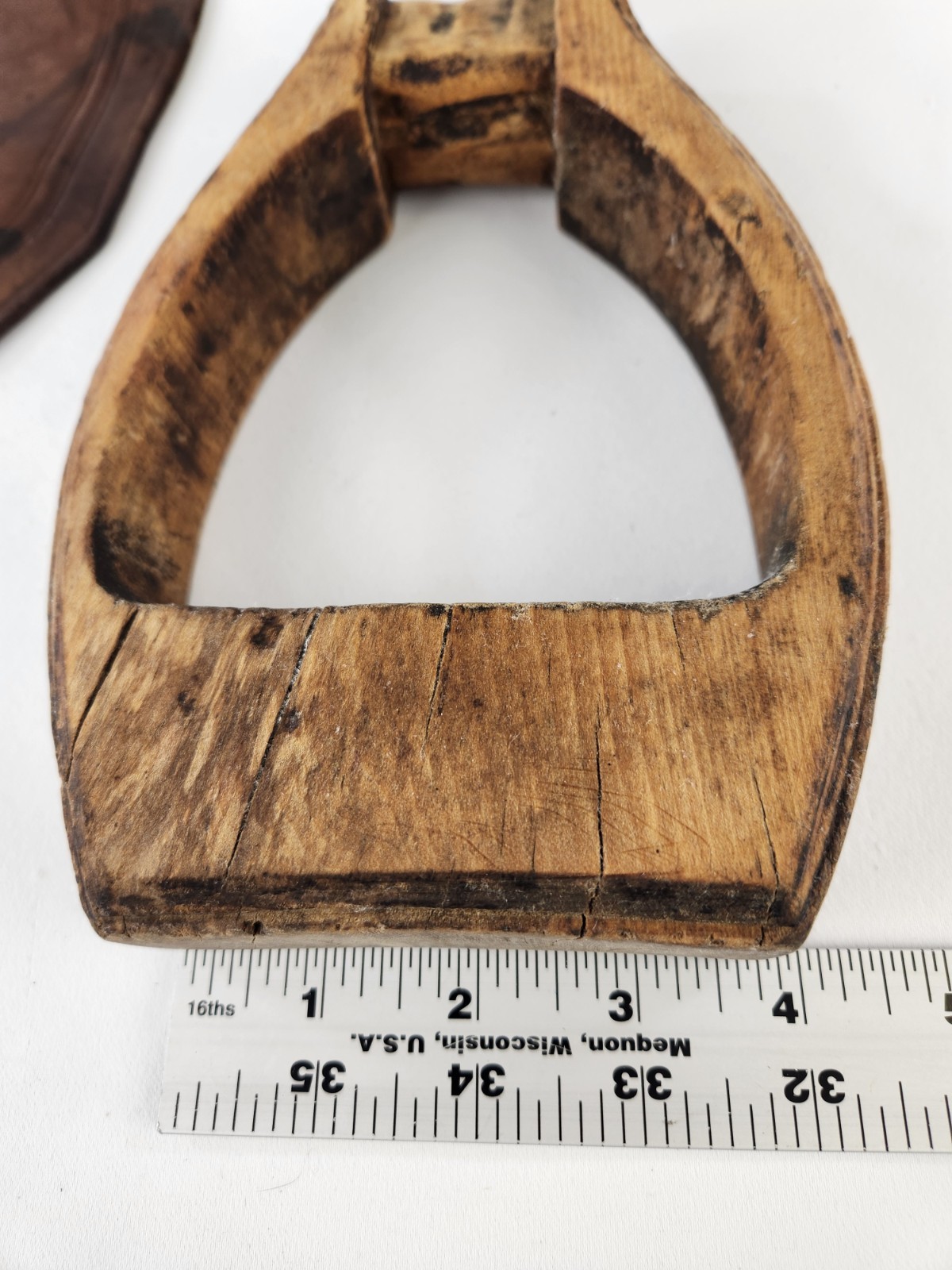 Antique Wooden Stirrups & Leather Tapaderos Boot Cover Hand Carved Horse Saddle