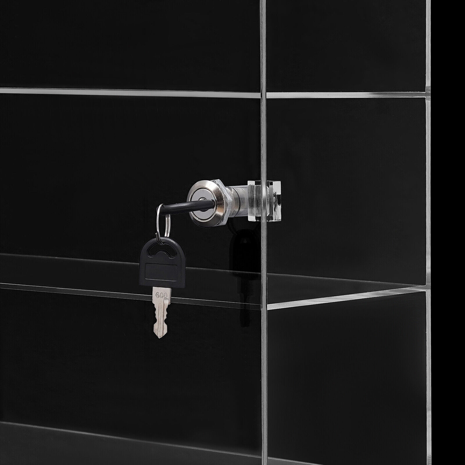 Acrylic Display Case Countertop Clear Box Dustproof Shelves Showcase with Lock