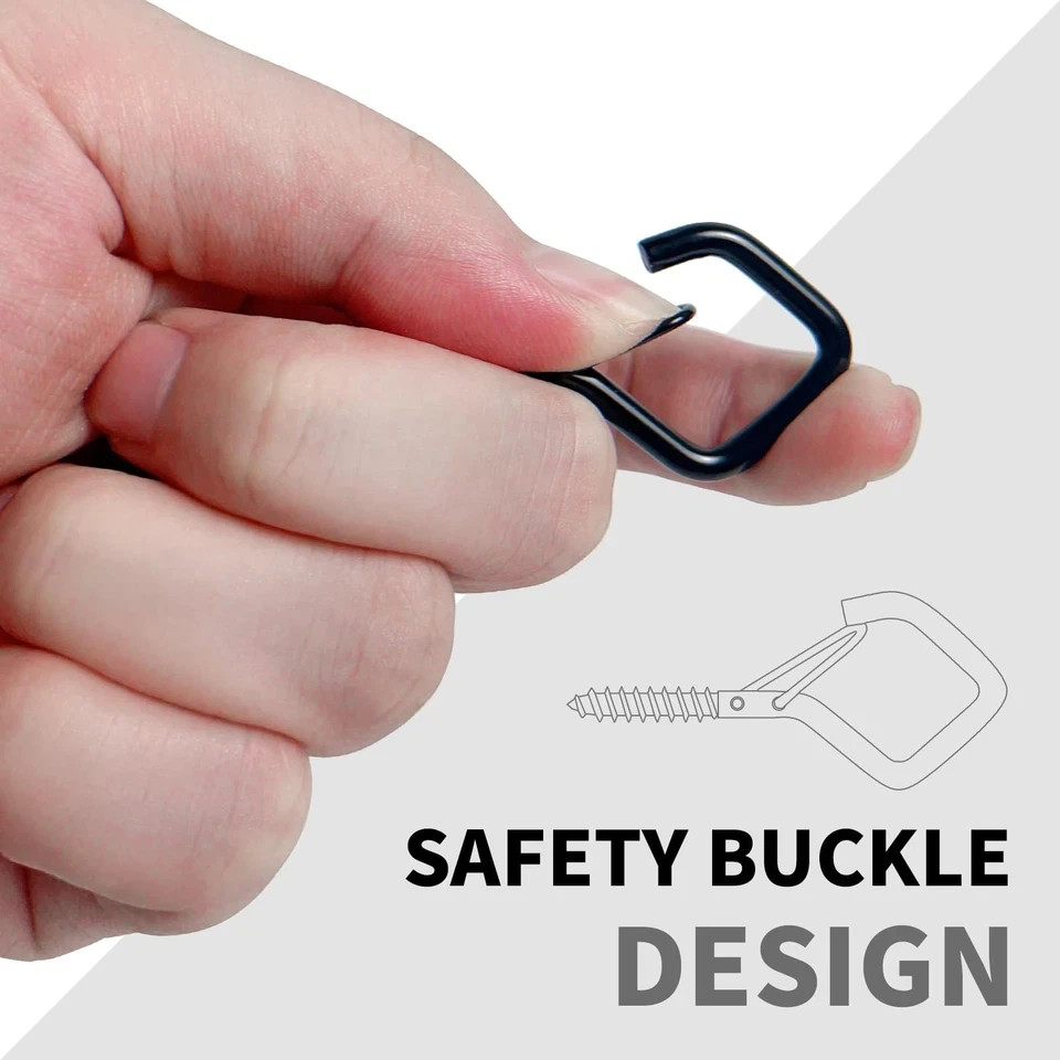 20 PCS Screw Hooks with Safety Buckle, Heavy Duty Ceiling Hooks for Hanging Outd