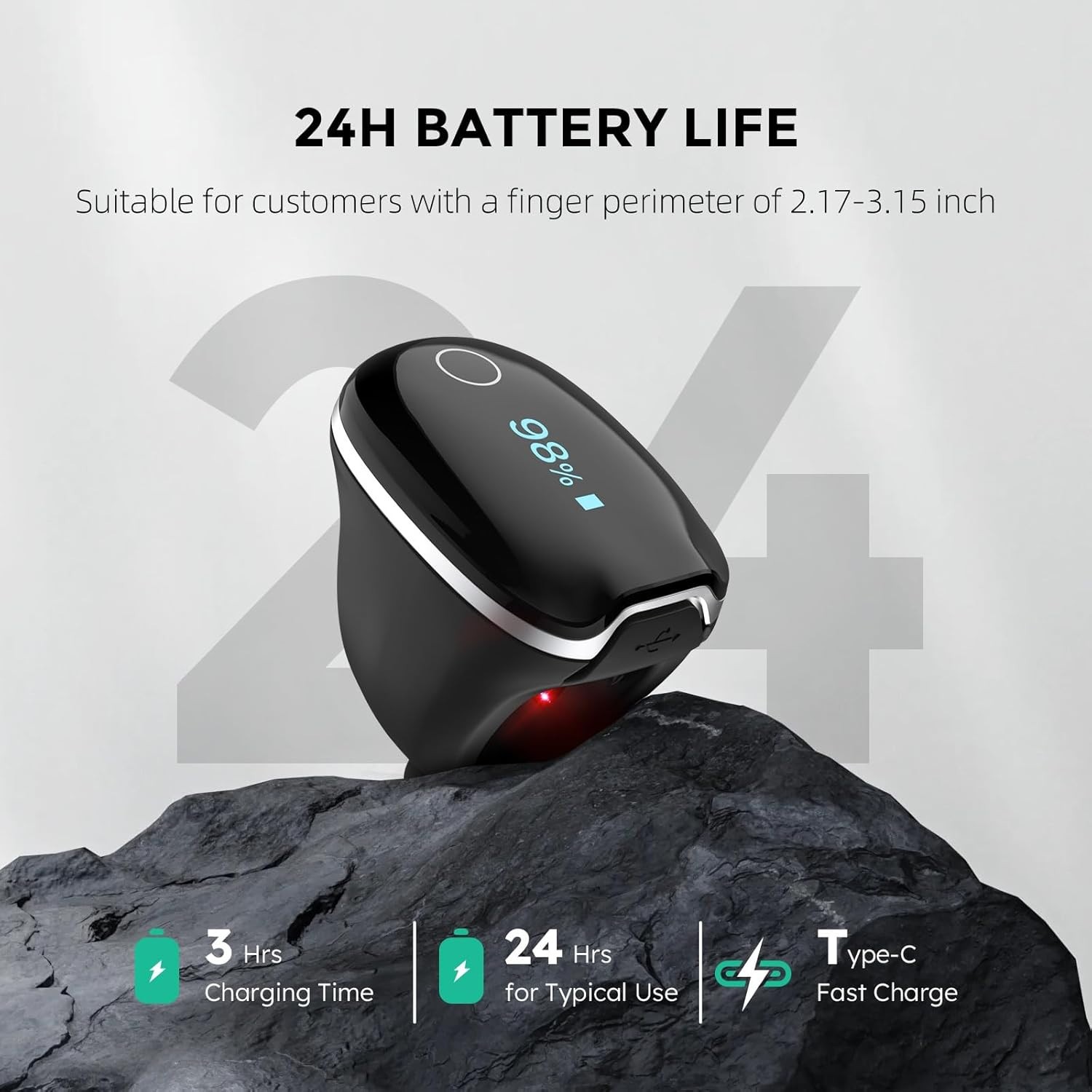 🔥 O2Ring-S Oxygen Monitor w/ Vibration Reminder Bluetooth Pulse Oximeter Wellue