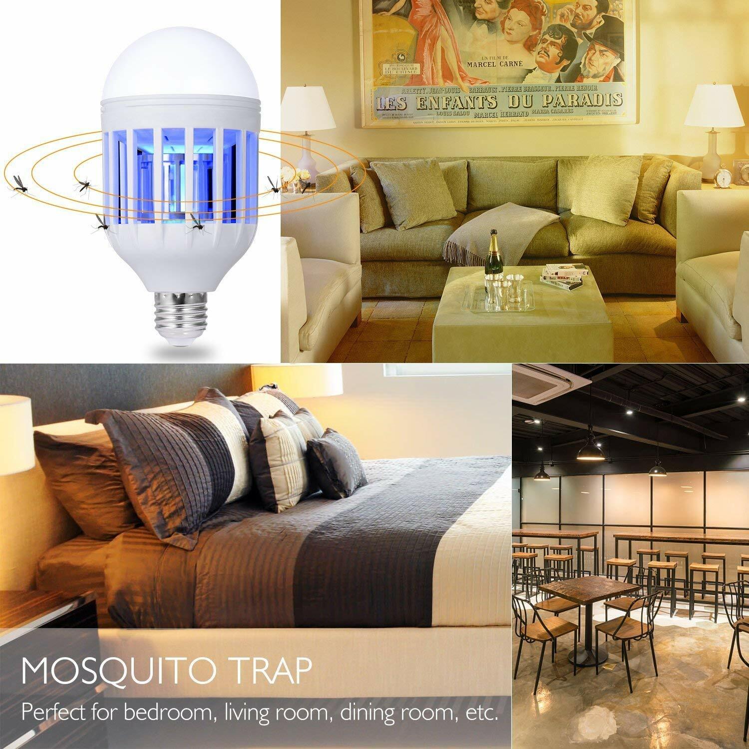 2 Pcs Bug Zapper Light Bulb Mosquito Insect Killer Lamp Indoor Outdoor Fly Trap