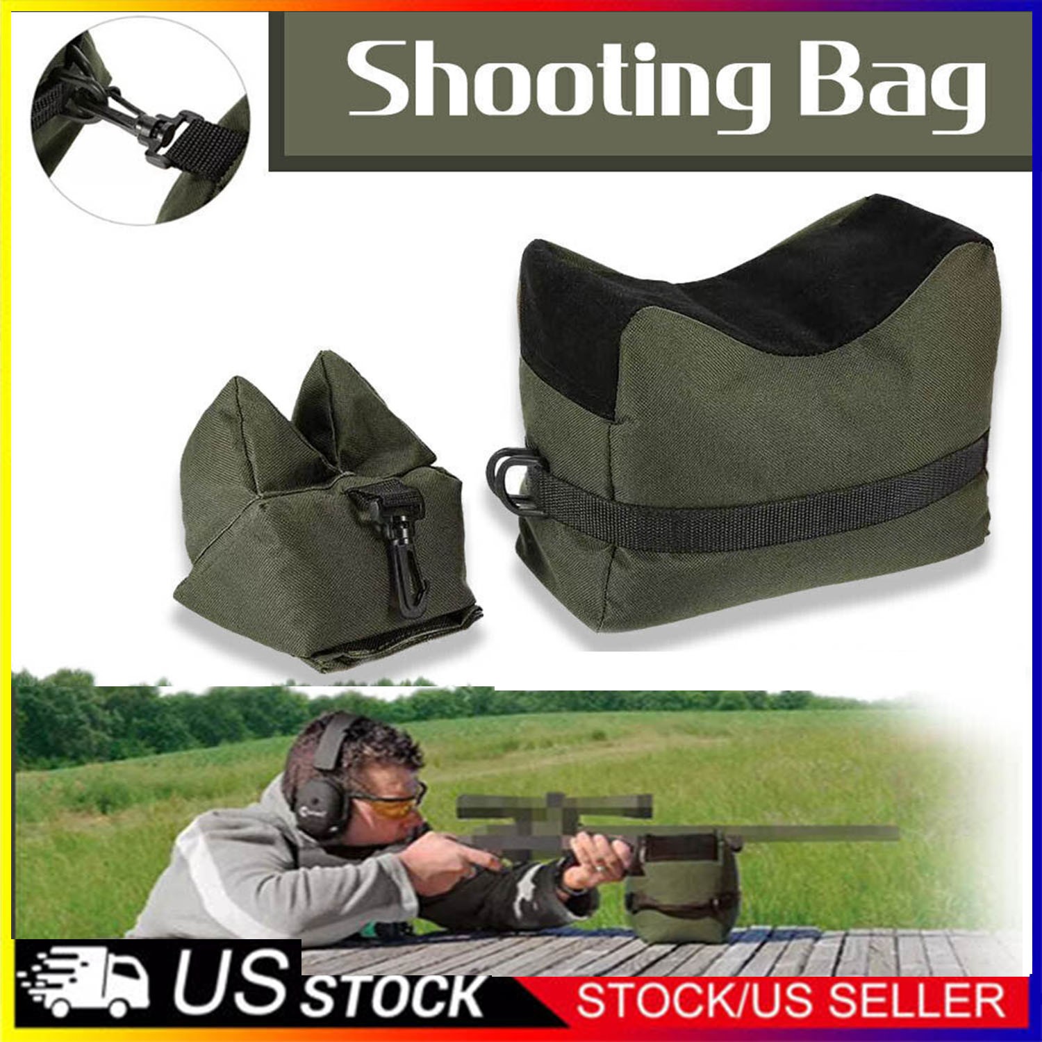 Shooting Range Sand Bag Tactical Rifle Gun Target Hunting Rear Sandbag Bench Set