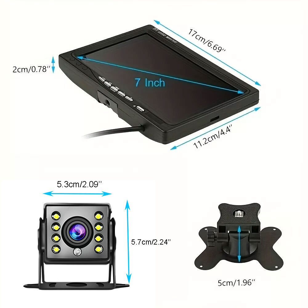 7" Monitor Rear View Backup Camera Night Vision System for RV Truck Bus VAN US