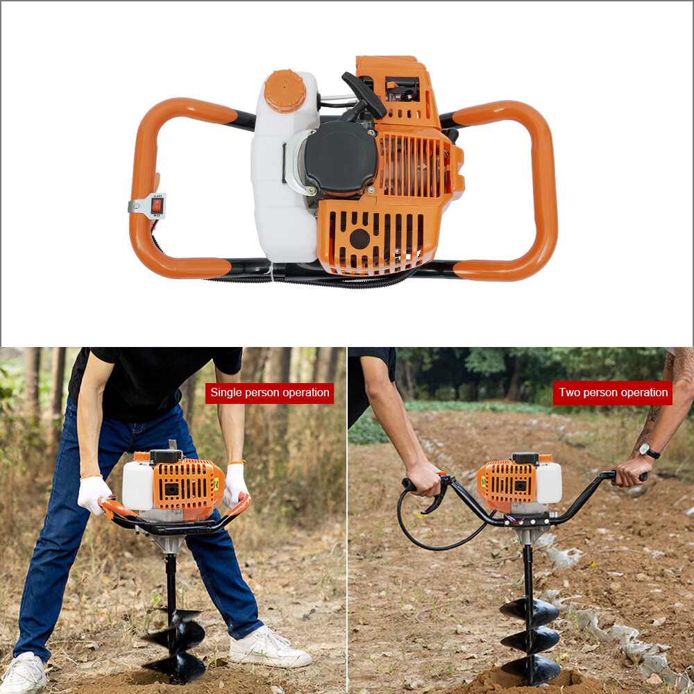52CC 2-Stroke 7500RPM Gas Powered Earth Auger Digging Machine Post Hole Digger