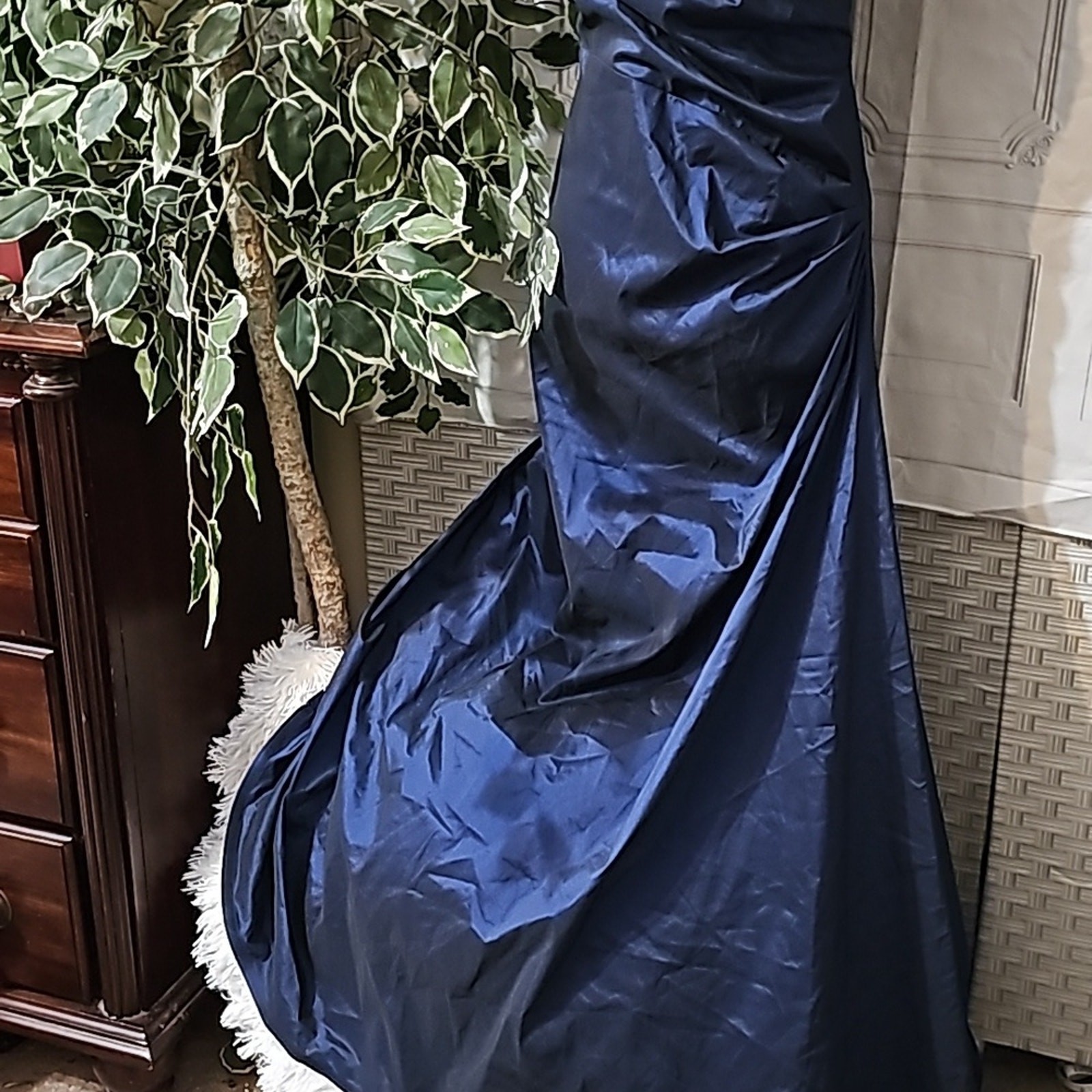 Tadashi NWOT Satin Blue Gown 4