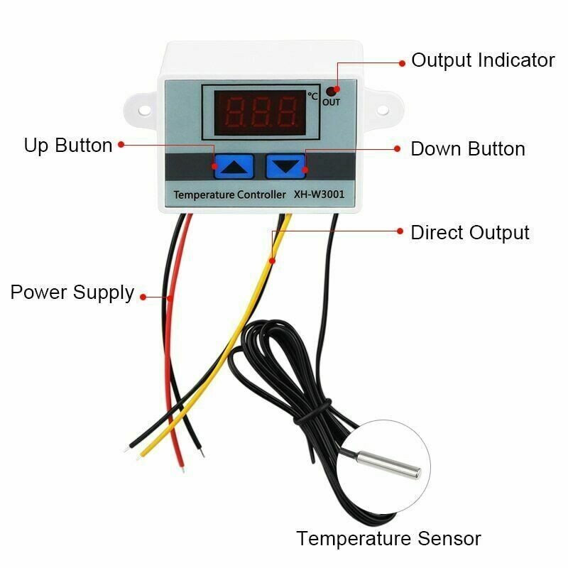W3001 AC DC Incubator Digital Temperature Controller Thermostat Switch Tester SW