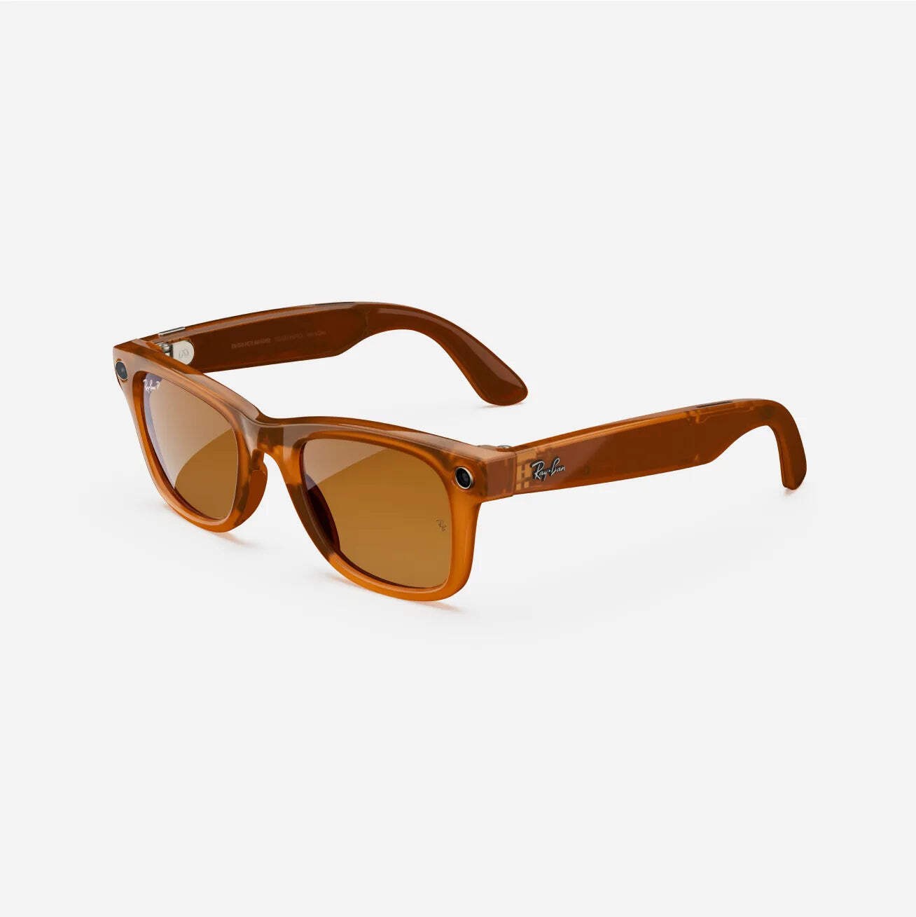 Ray-Ban Meta Wayfarer (Refurbished), Shiny Caramel Transparent / Brown, Large, H