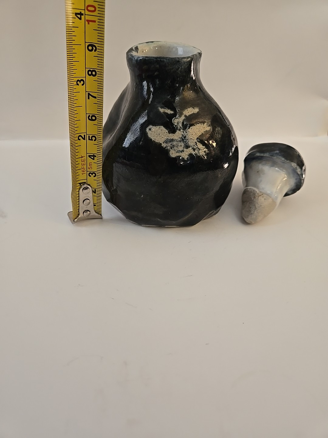 Vintage Japanese Sake Bottle with Lid, Stoneware Pottery