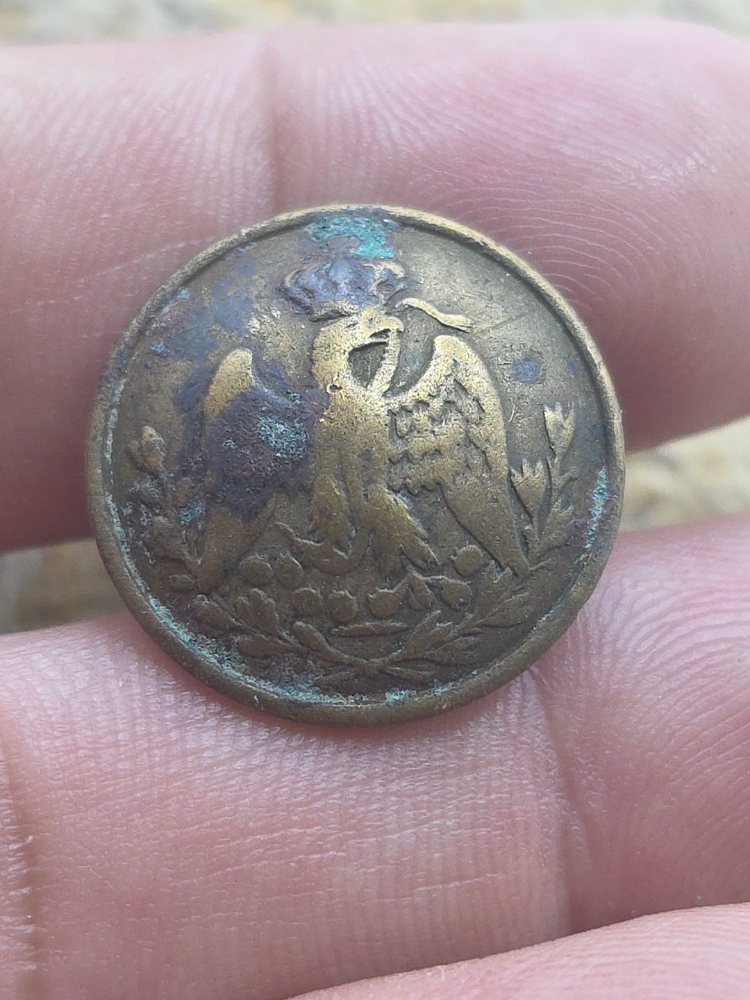 Dug In Mexico Imperio Mexicano Military Button 20.63mm Santa Gertrudis Battle