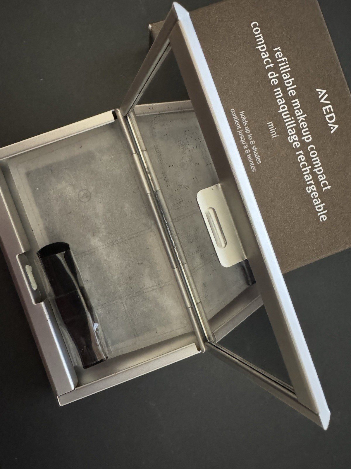 Aveda Refillable Makeup Compact Mini - Holds UpTo 8 Shades silver metal magnetic
