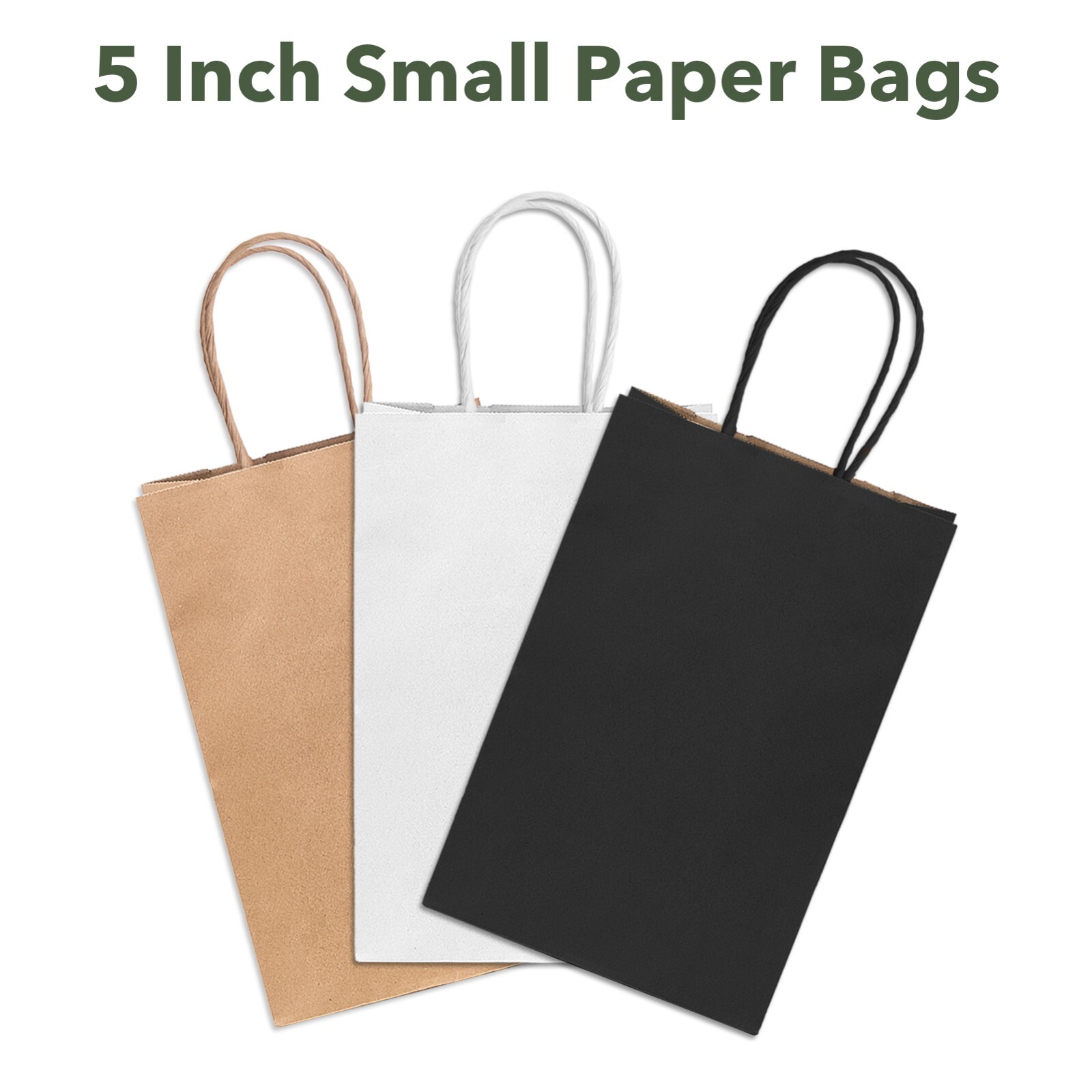 Kraft Paper Bags with Handles Party Shopping Gift Bags Bulk Brown White Black