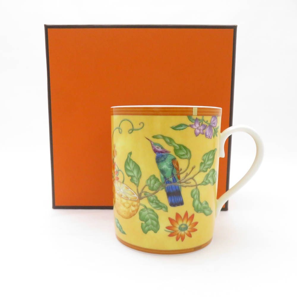 HERMES SC8745B1 Siesta Mug Flower Bird Fruit Ceramic Hand Painted 1pc