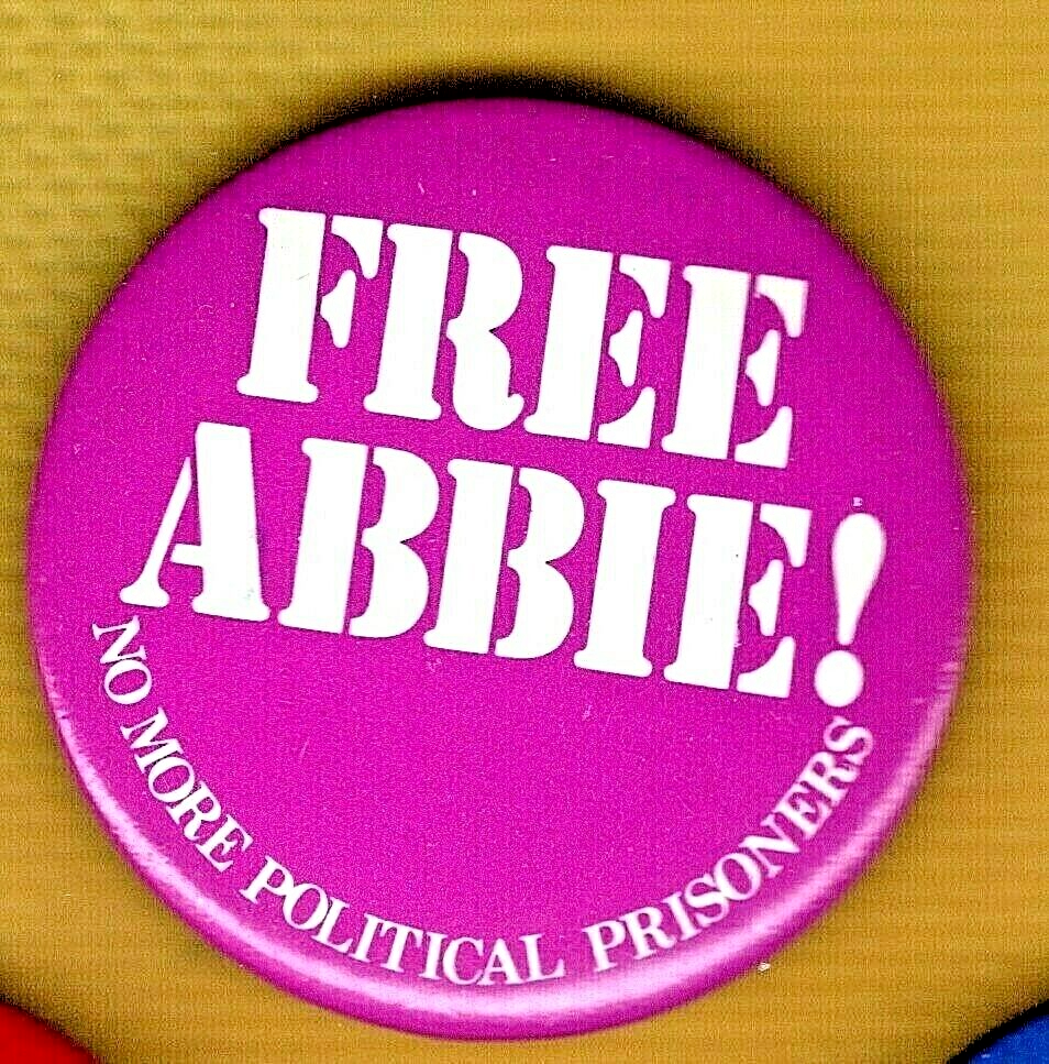 Chicago Seven Button 1980 FREE ABBIE! No More Political Prisoners.Abbie Hoffman