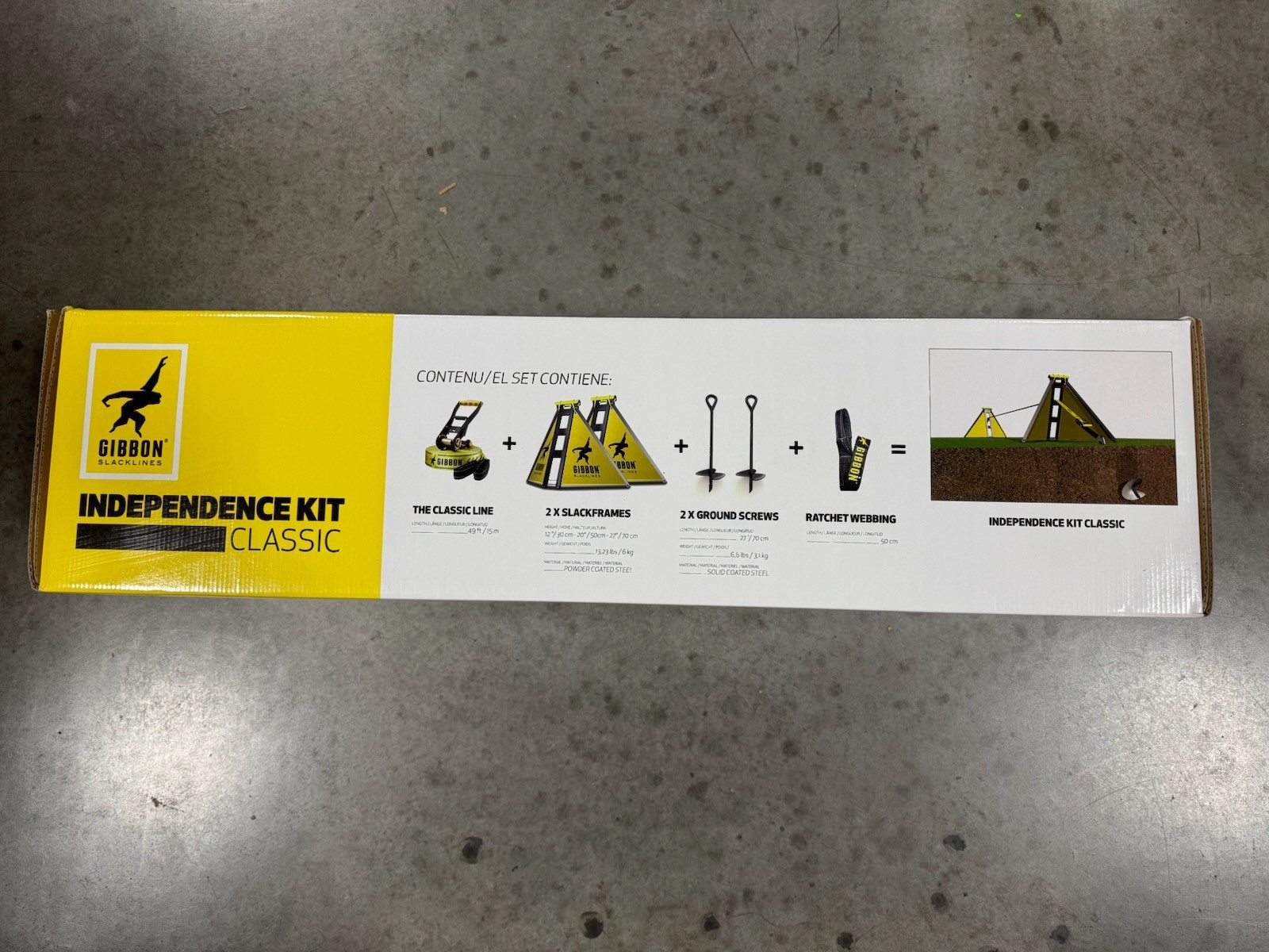 Gibbon Independence Classic Slackline Kit – Freestanding Backyard Slackline –New