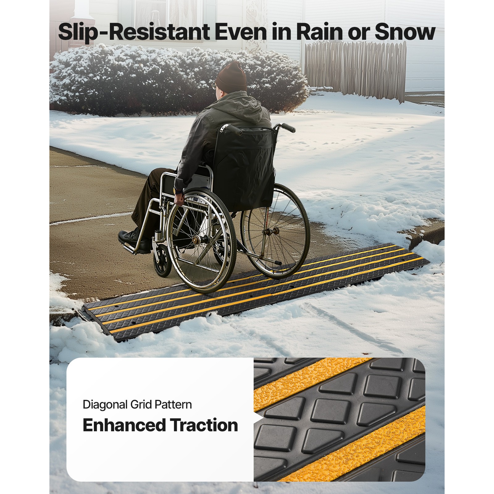 Uimoso 3-Piece Rubber Driveway Ramp Set, 2.6-Inch Rise, 33,069 lbs Capacity