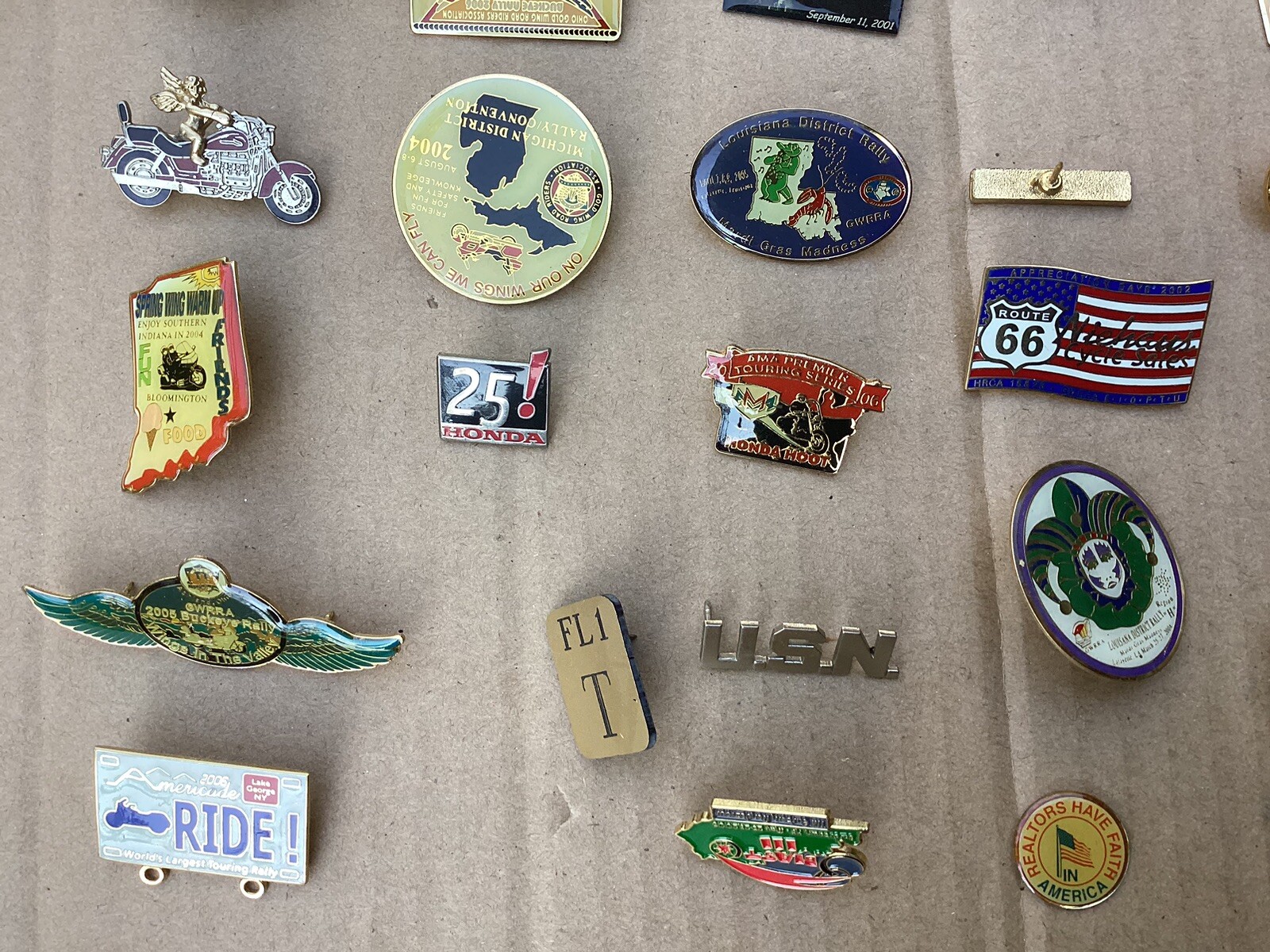 Lot of 59 Motorcycle Owners Vest Pins Benefit Rides And More