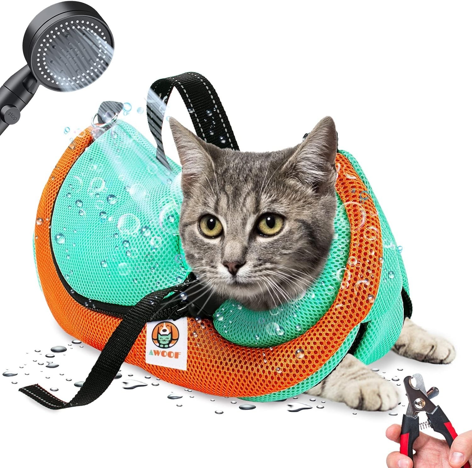 Cat Grooming Bag Adjustable Cat Bathing Bag Anti Scratch Bite Restraint Bag