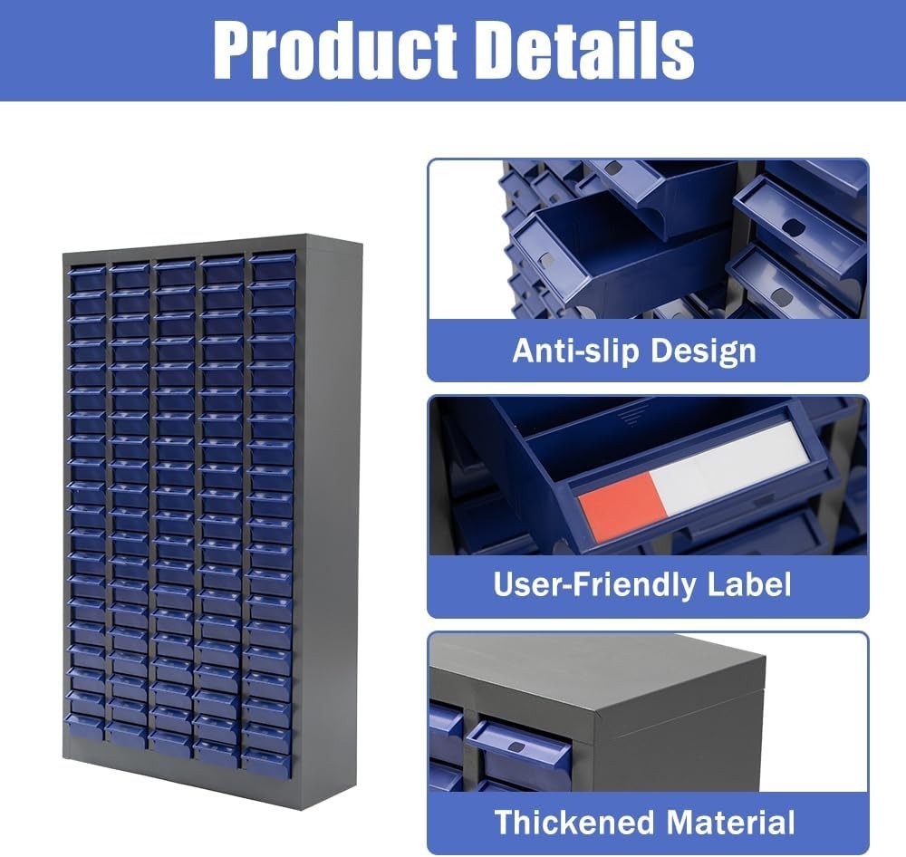100 Drawers Parts Cabinet, Bolt & Nut Storage Hardware Tool Organization Shelves