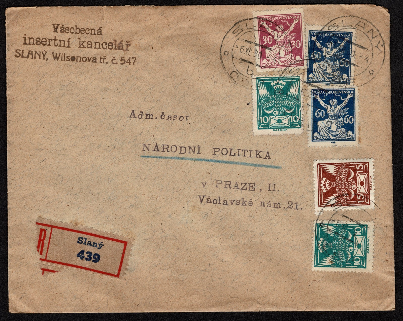 CZECHOSLOVAKIA 1922/1923 Three Registered Express and 1 Registered