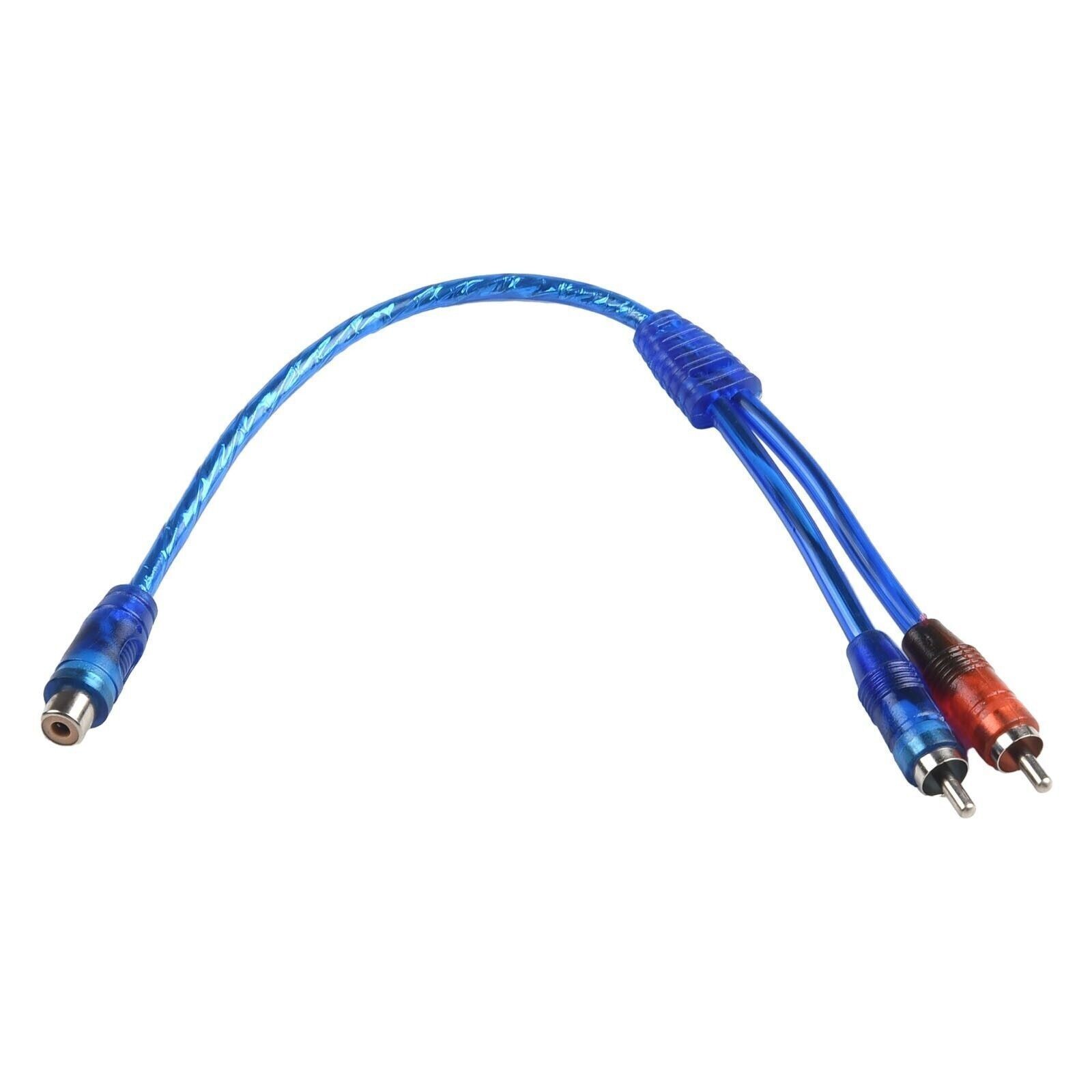 2pcs RCA Y Splitter Audio Jack Cable Adapter 1 Female to 2 Male Connector Blue