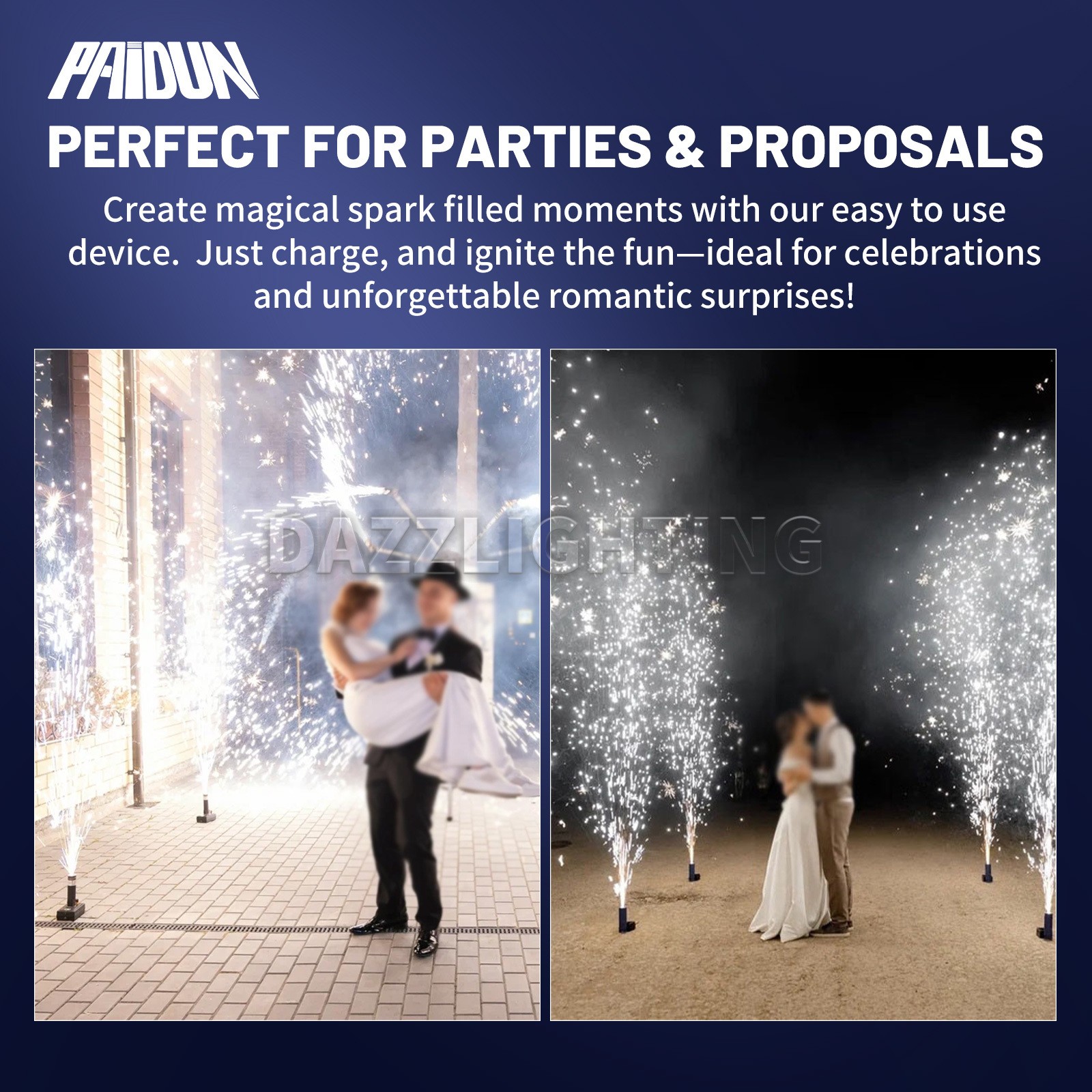 PAIDUN 8PCS Sparkler Base Mini Cold Spark Machine with Case Remote Stage Effect