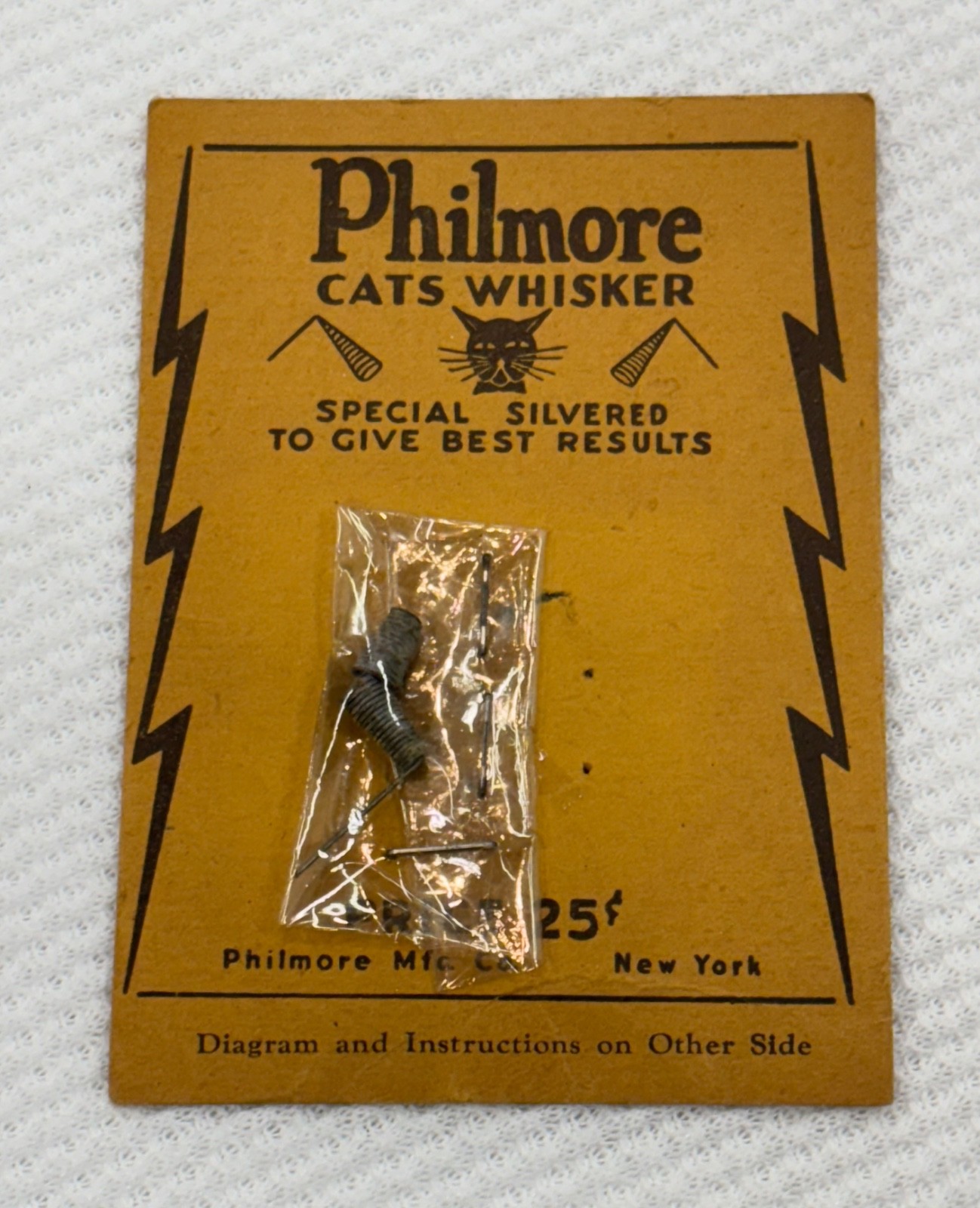 Antique Federal Jr. Crystal Radio, Earphones, Philmore Aerial Kit, Cats Whisker