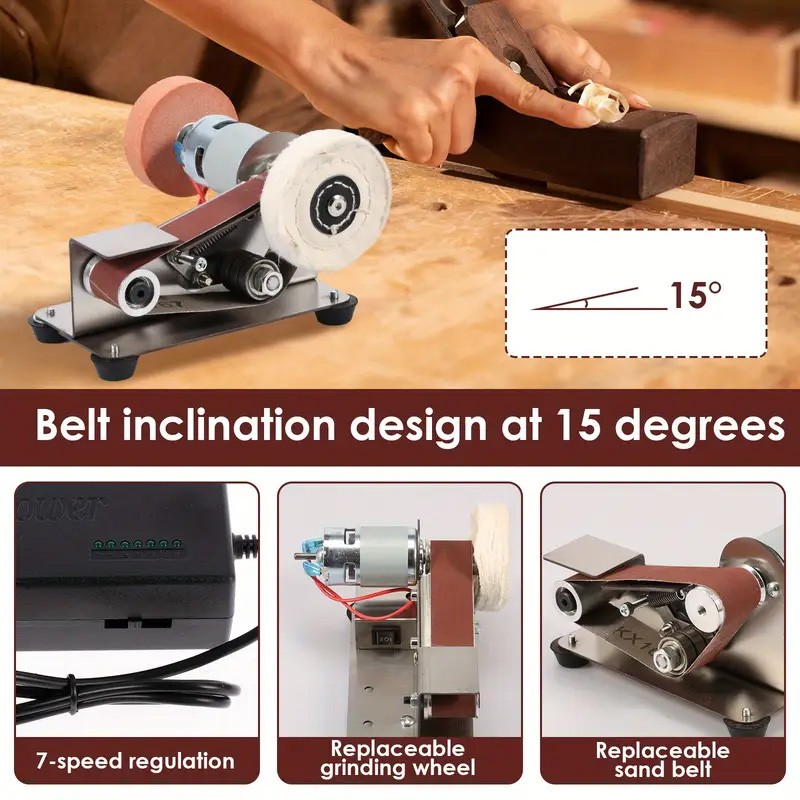 Mini Electric Grinder Belt Sander Polishing Grinding Knife DIY Sharpener Machine