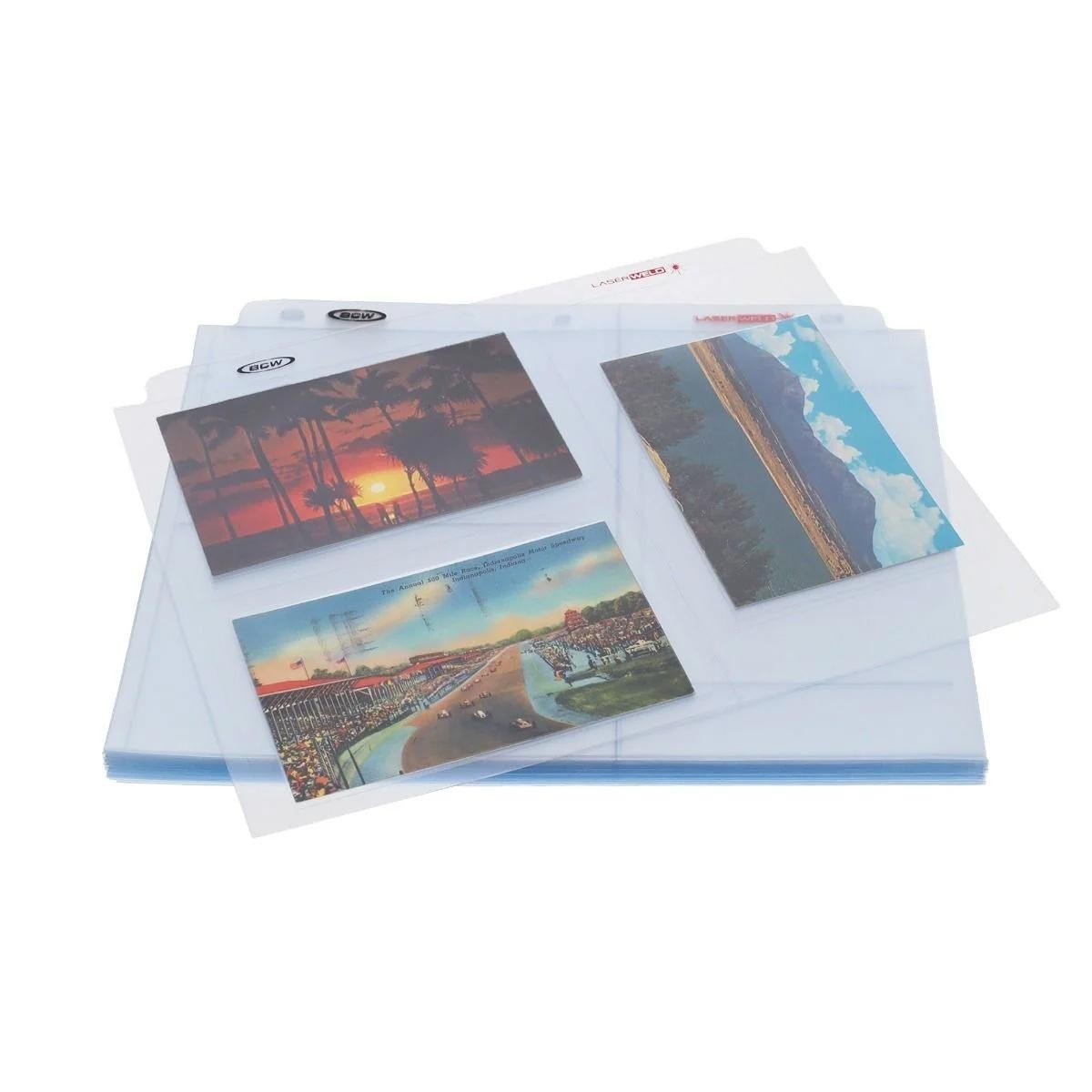 Lot of 20 New BCW Clear Album Pages 4x6 3 Pockets For Postcard Photos Coupons