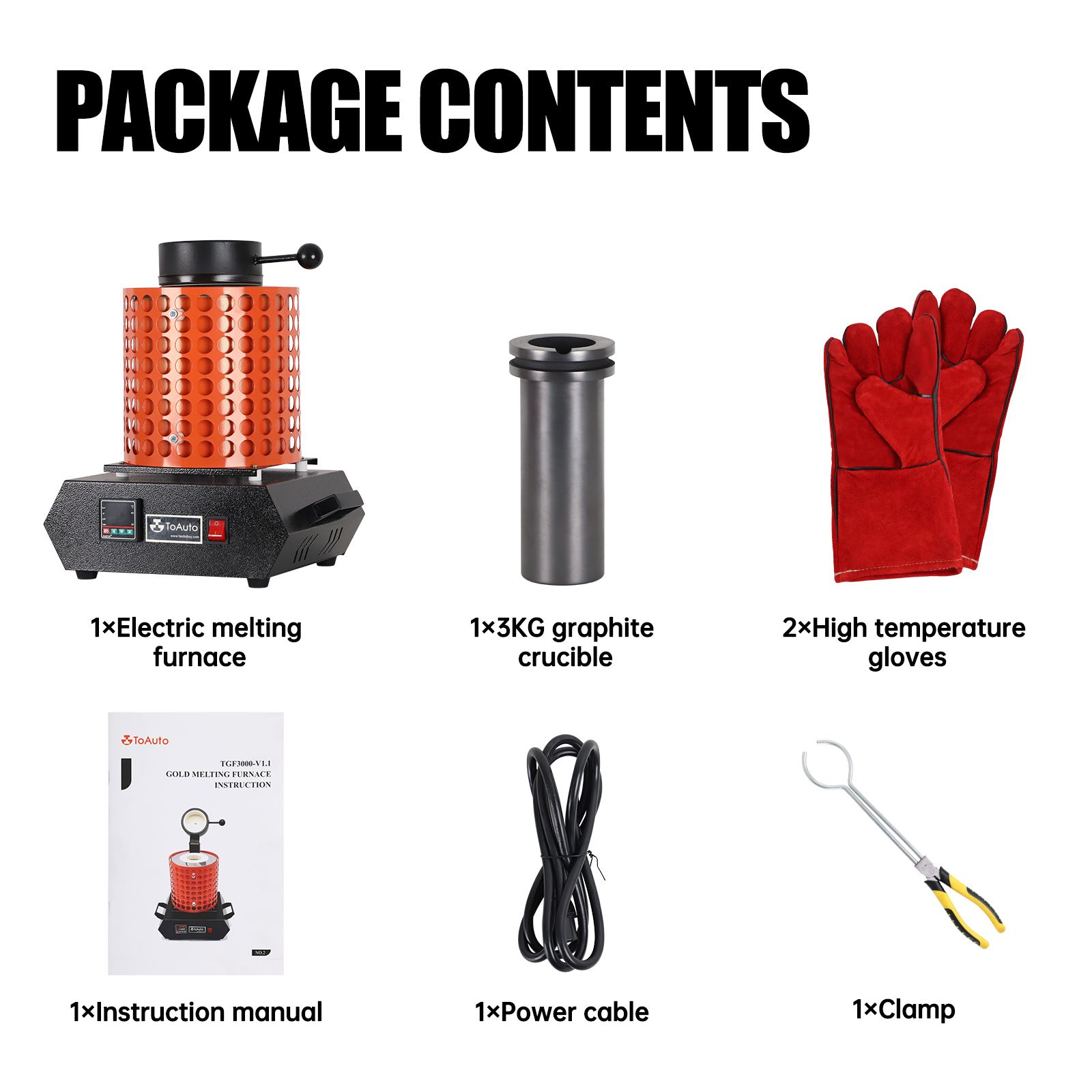 3KG Upgraded Metal Melting Furnace For Casting Refining Jewelry Copper Aluminum