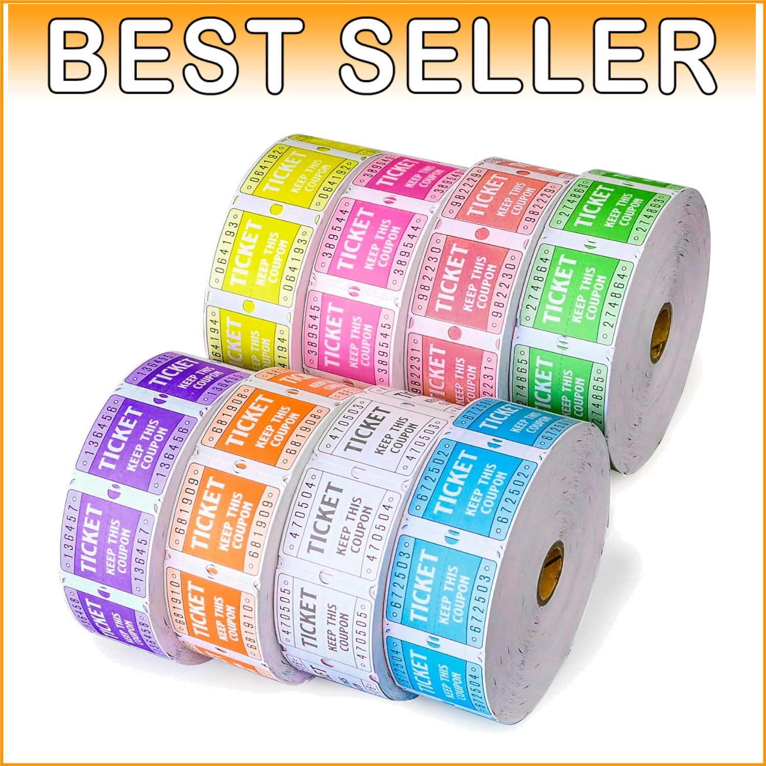 All-in-One Set of 16000 Colorful 50/50 Raffle Tickets for Events & Fundraisers