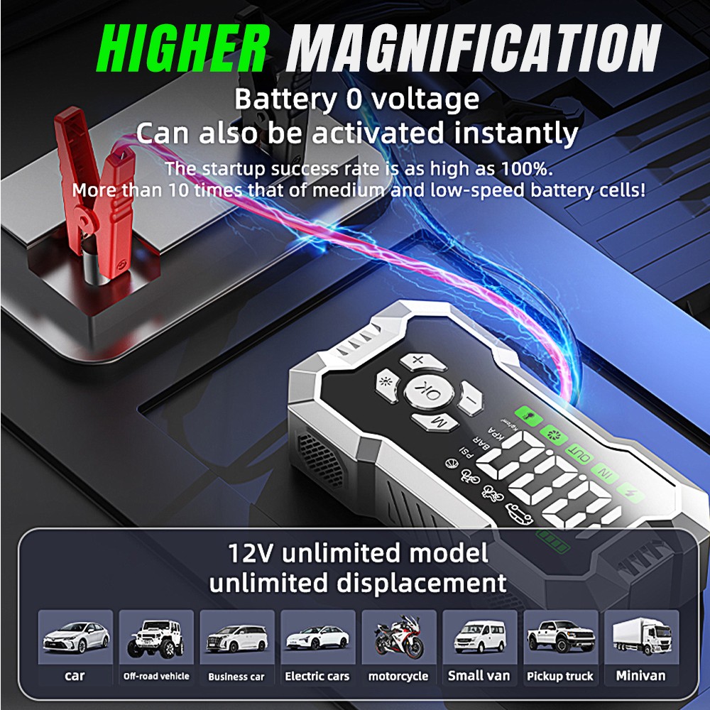 99800mAh Car Jump Starter with Air Compressor Battery Jumper Box Charger Booster