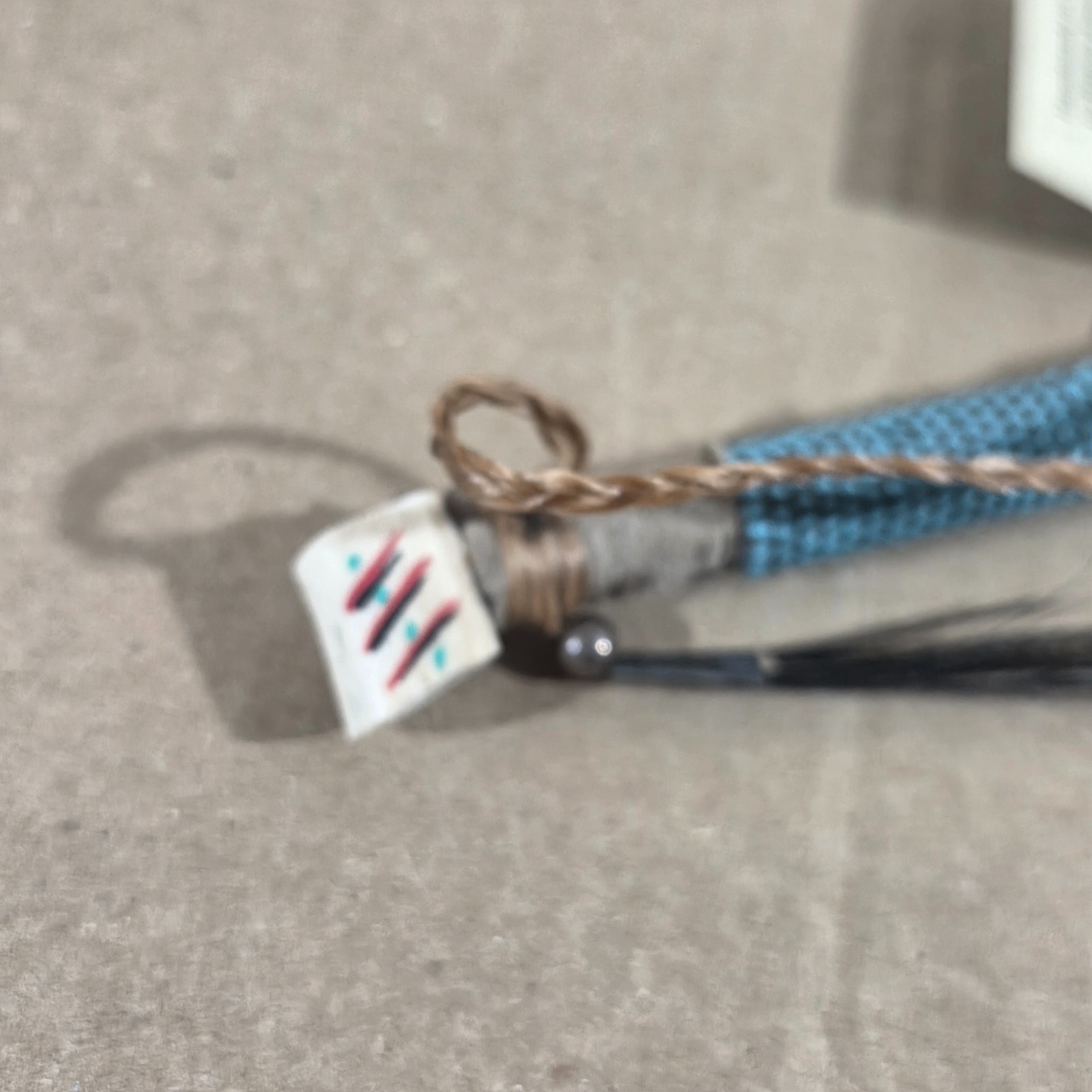 Authentic Navajo Peace Pipe 6" Handcrafted Faux Turquois Beads leather wood stag