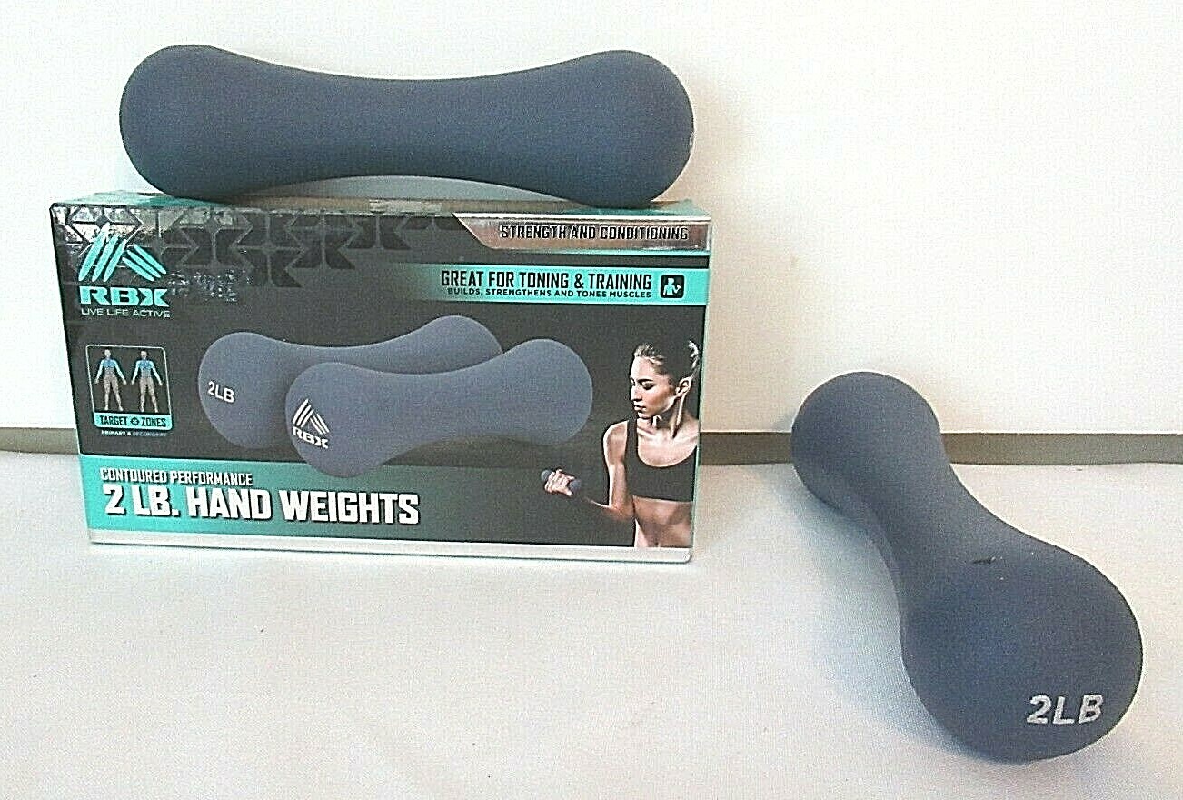 1 Set / Pair of 2 LB's Each Hand Weights Soft Contour Grip RBX RBX-SC1002