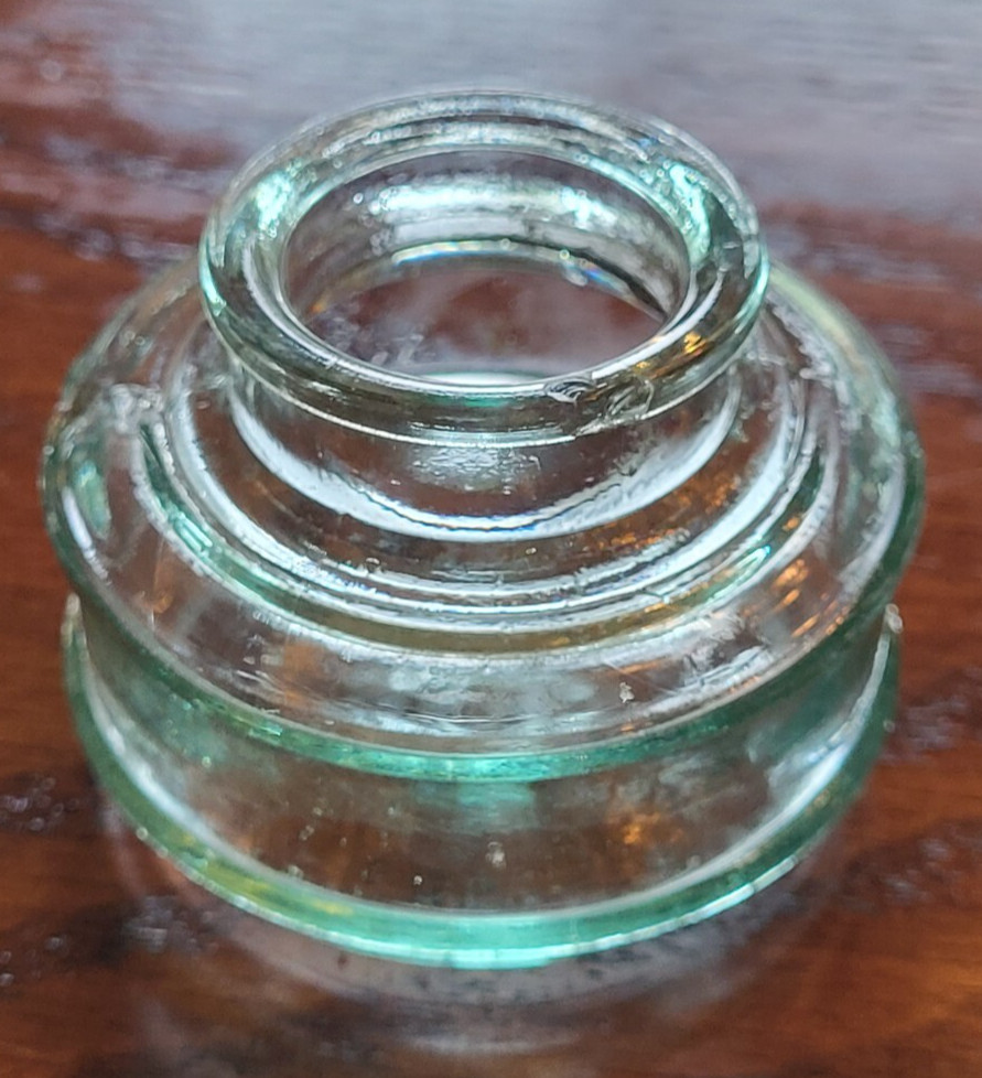 Antique Light Green Round Ink Bottle - Pat July 8 1895