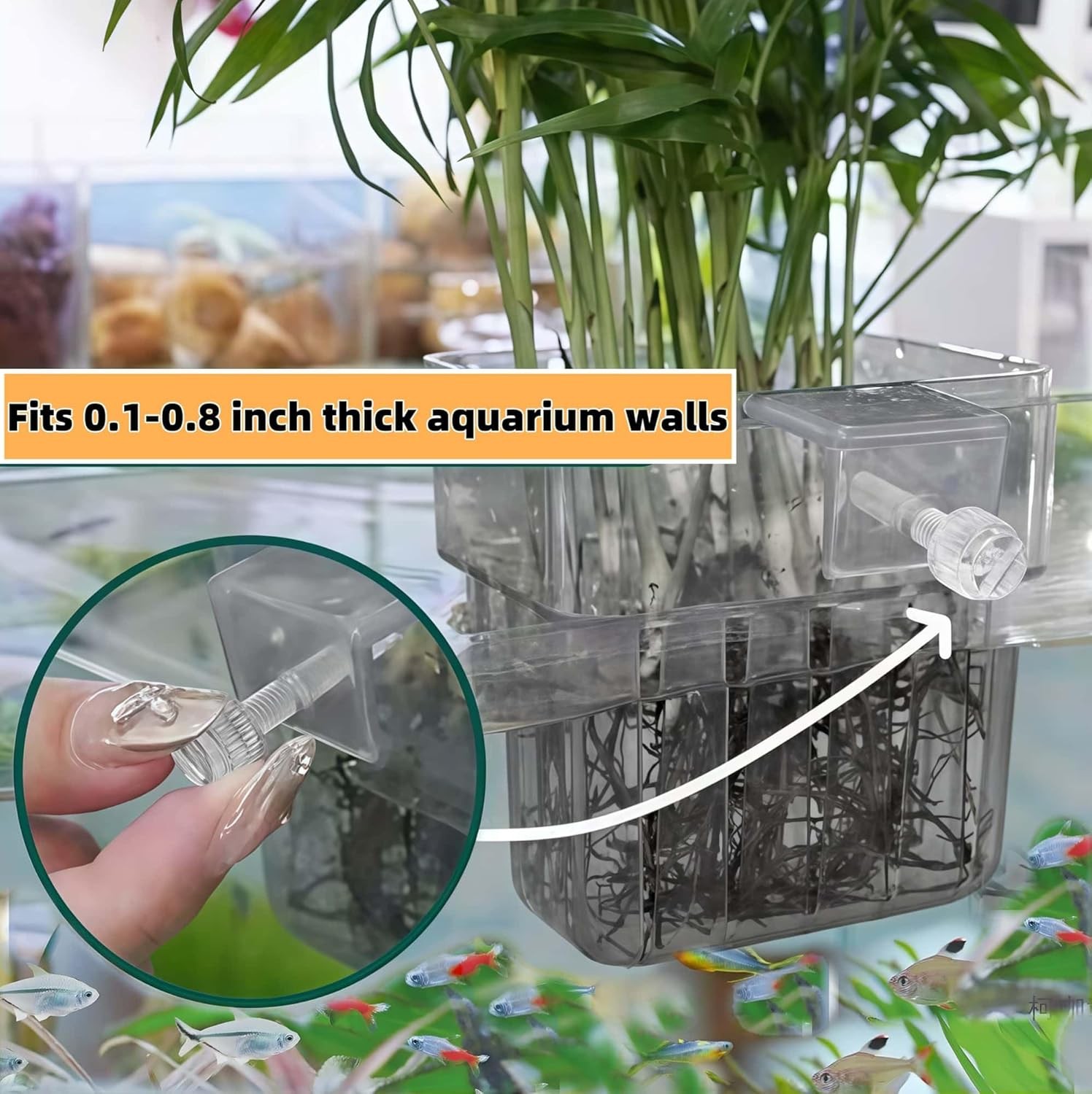 2 Pack Clear Aquarium Plant Holder Top Hanging Fish Tank Plant Holders Fits up t