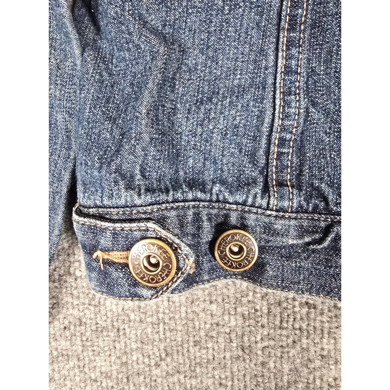 Cherokee Girls Denim Jacket Blue Button Front Trucker Style XL 14 16