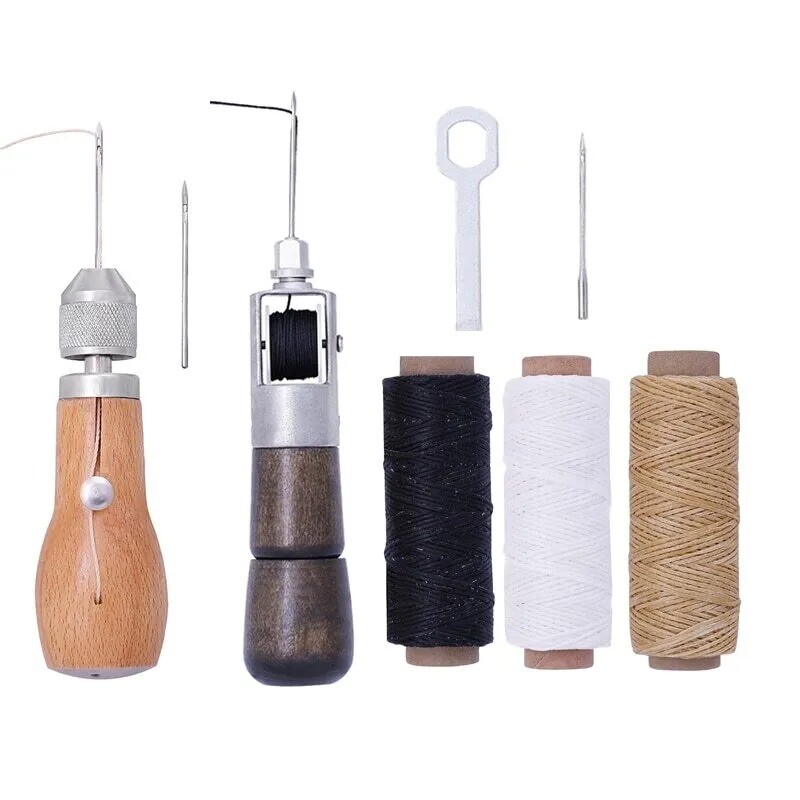Leather Sewing Kit With Hand Speedy Stitcher Sewing Awl Waxed Thread Repair Tool