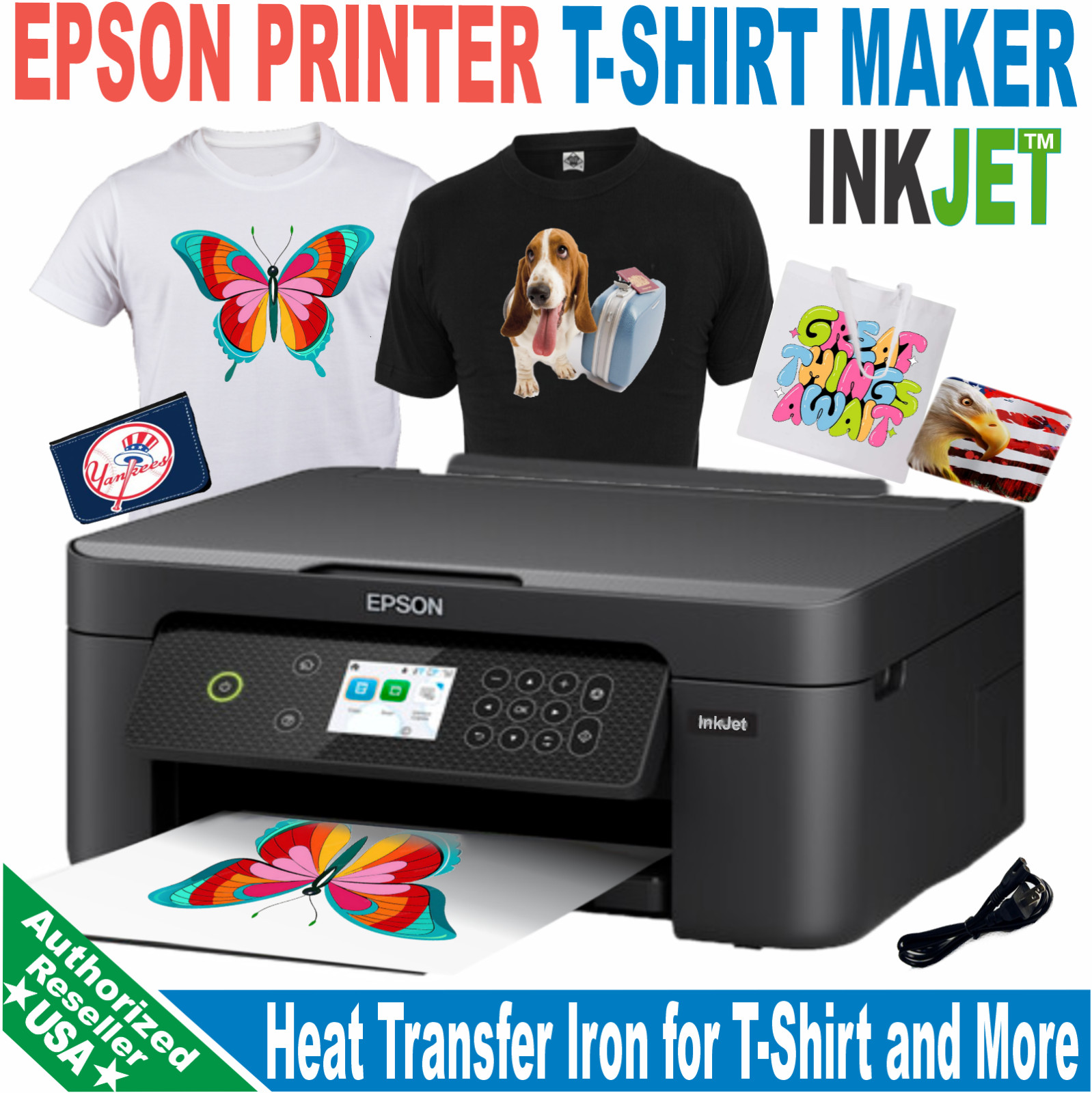 Epson Printer InkJet for Heat Transfer Iron Print T-Shirt Maker Starter Kit