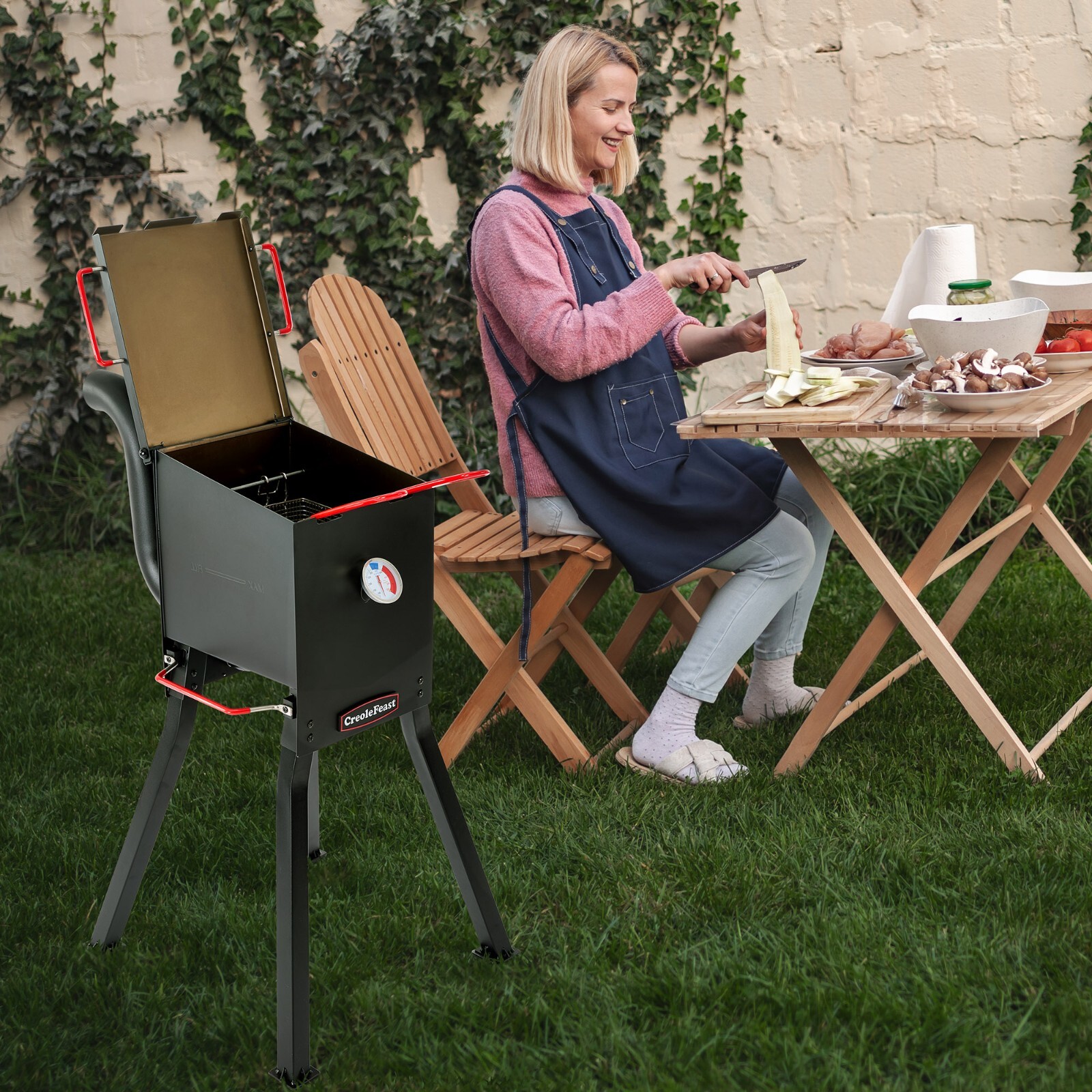 Creole Feast DF02B Outdoor Propane Deep Fryer, 17 Qt. 54,000 BTU Output, Black