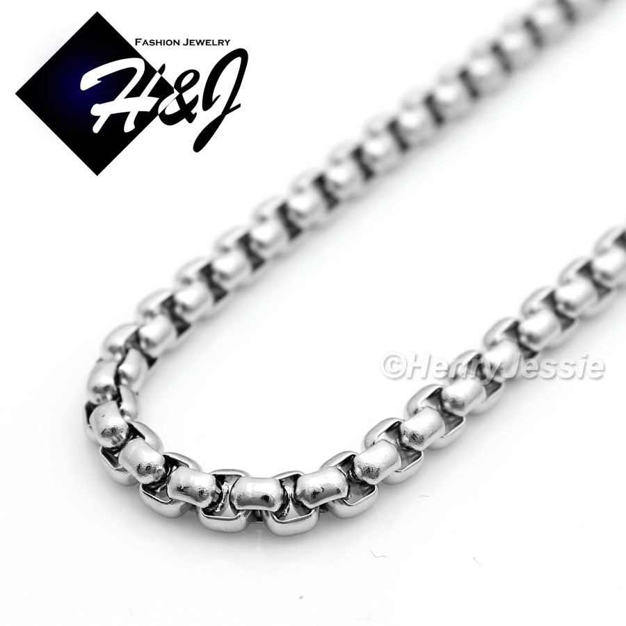 16-40"MEN Stainless Steel 2mm/3mm/4mm/5mm/7mm Silver Smooth Box Chain Necklace