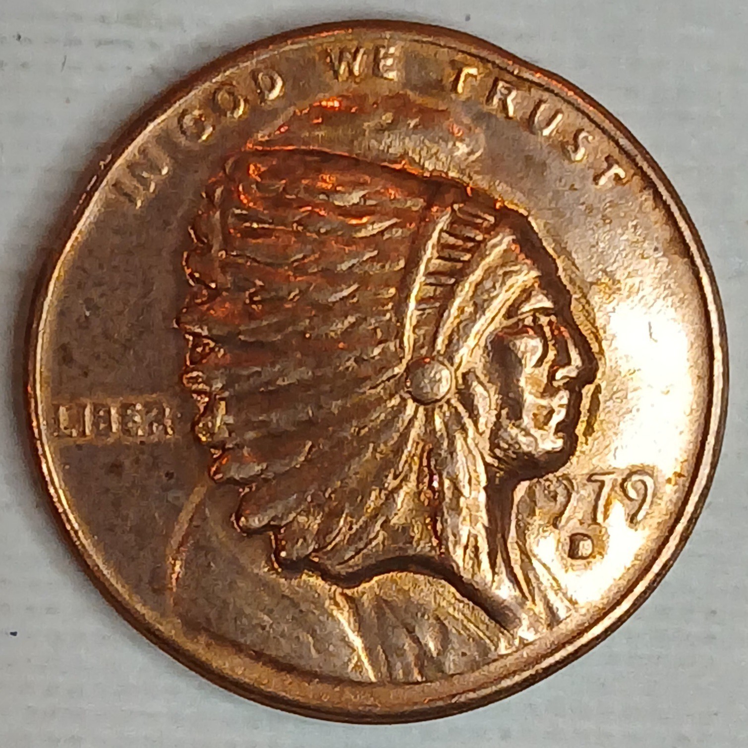 1x 1970-1984 Indian Chief Head Face Pop-Out Push-Out Cent Penny Repousse Coin